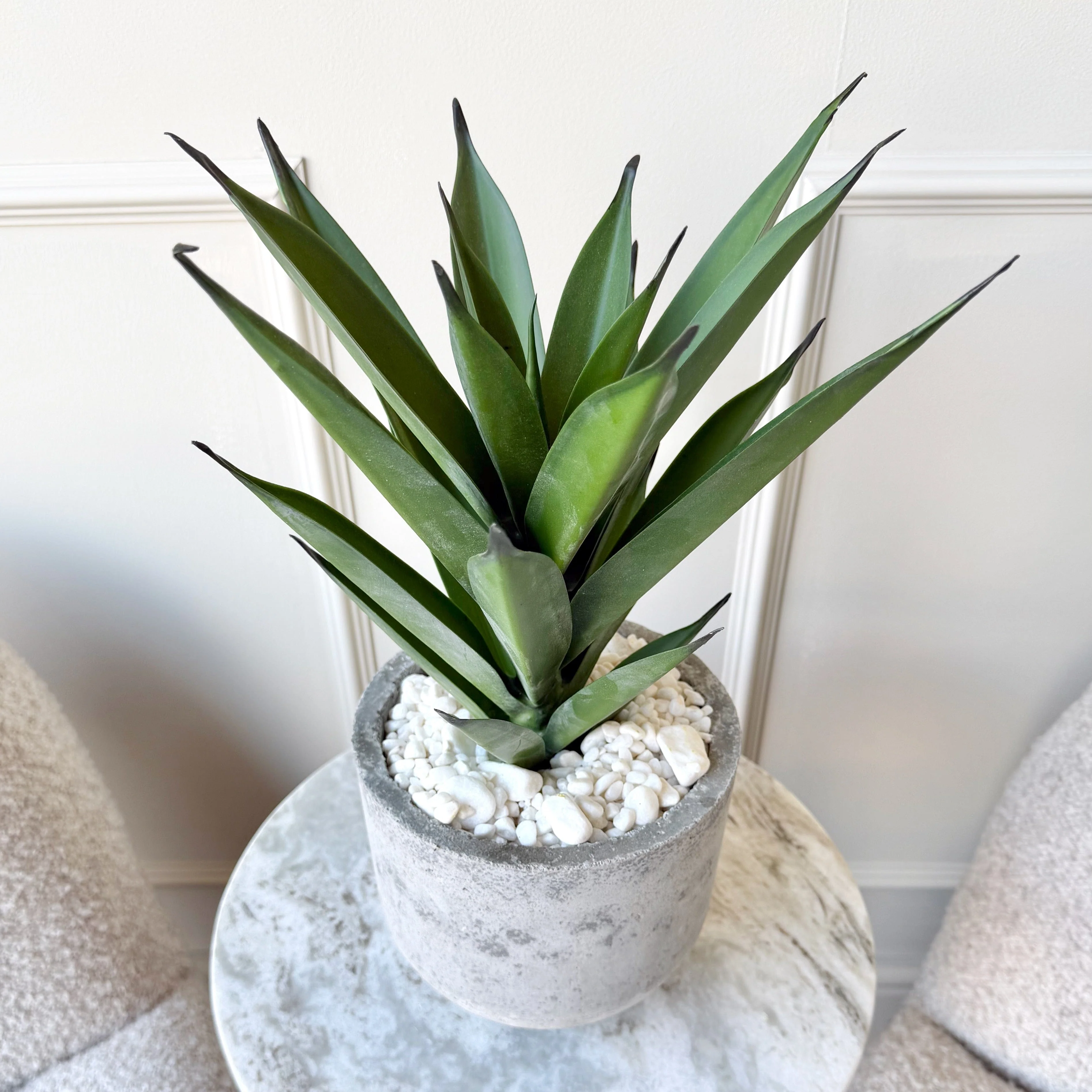 Artificial Aloe Vera in Grey Cement Pot - Image 3