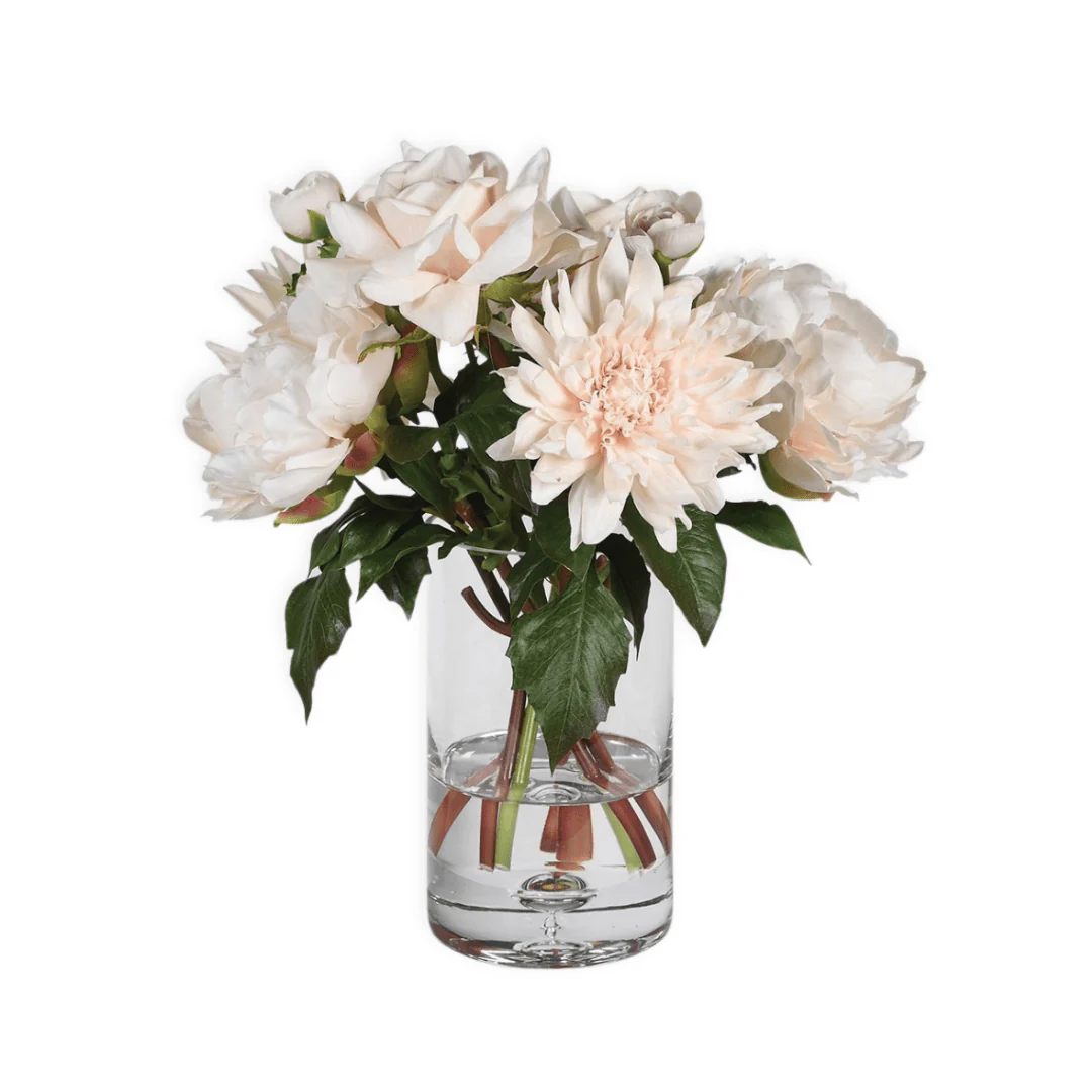 Artificial Blush Pink Rose & Dahlia Arrangement In Vase - Image 4
