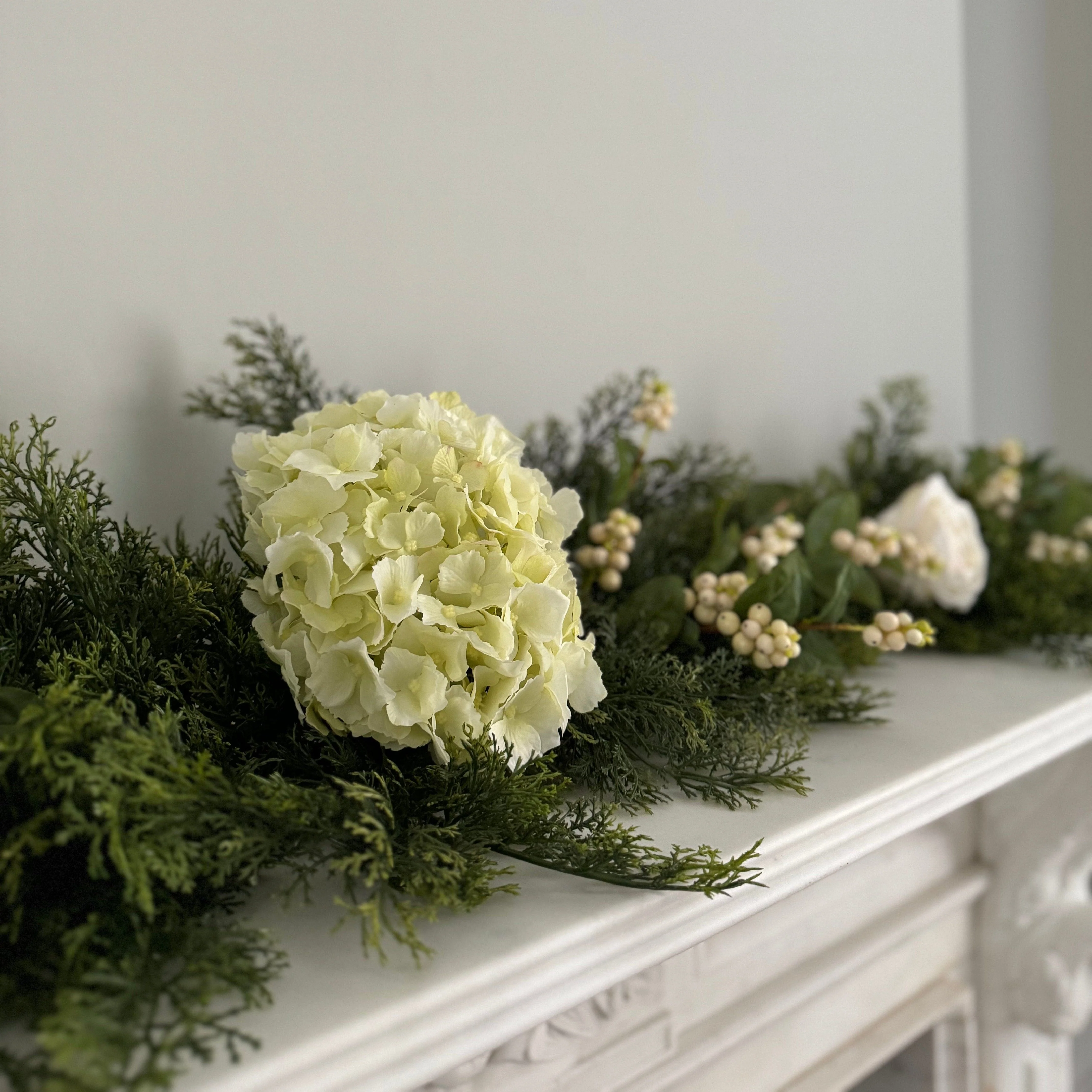 Artificial Cream Cypress Bush Garland Set - Large - Image 2