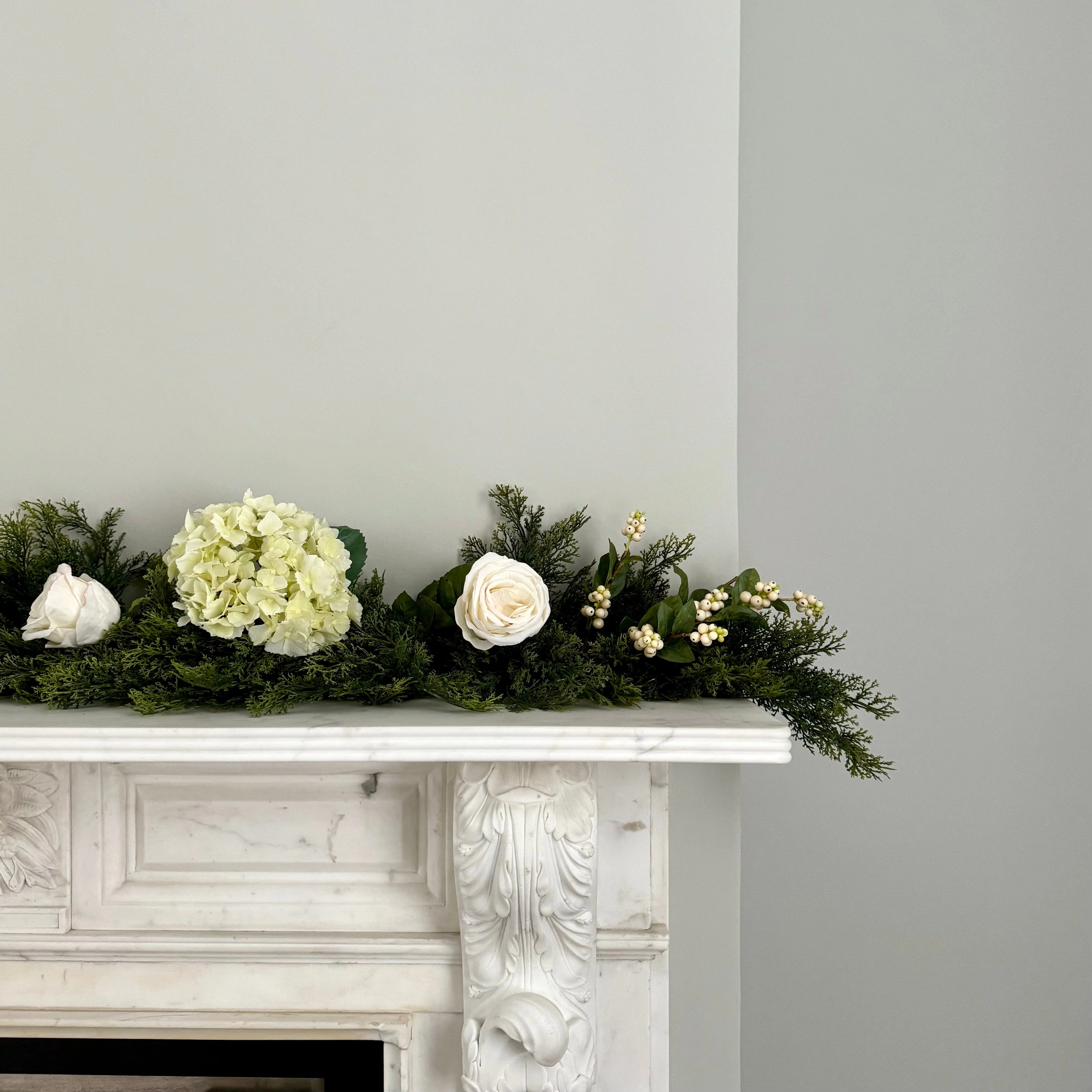 Artificial Cream Cypress Bush Garland Set - Large - Image 3
