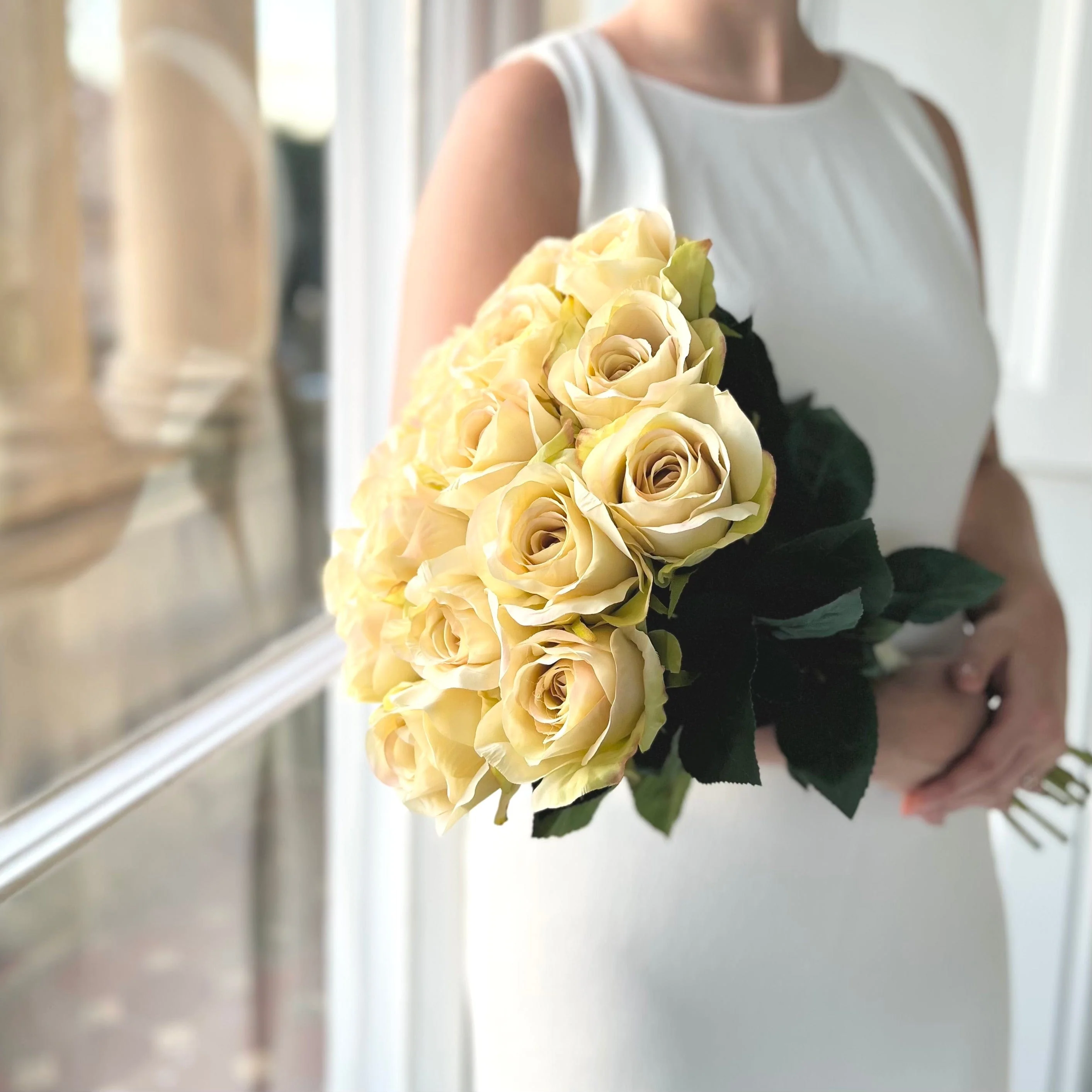 Artificial Cream Roses Wedding Arrangement - Image 5