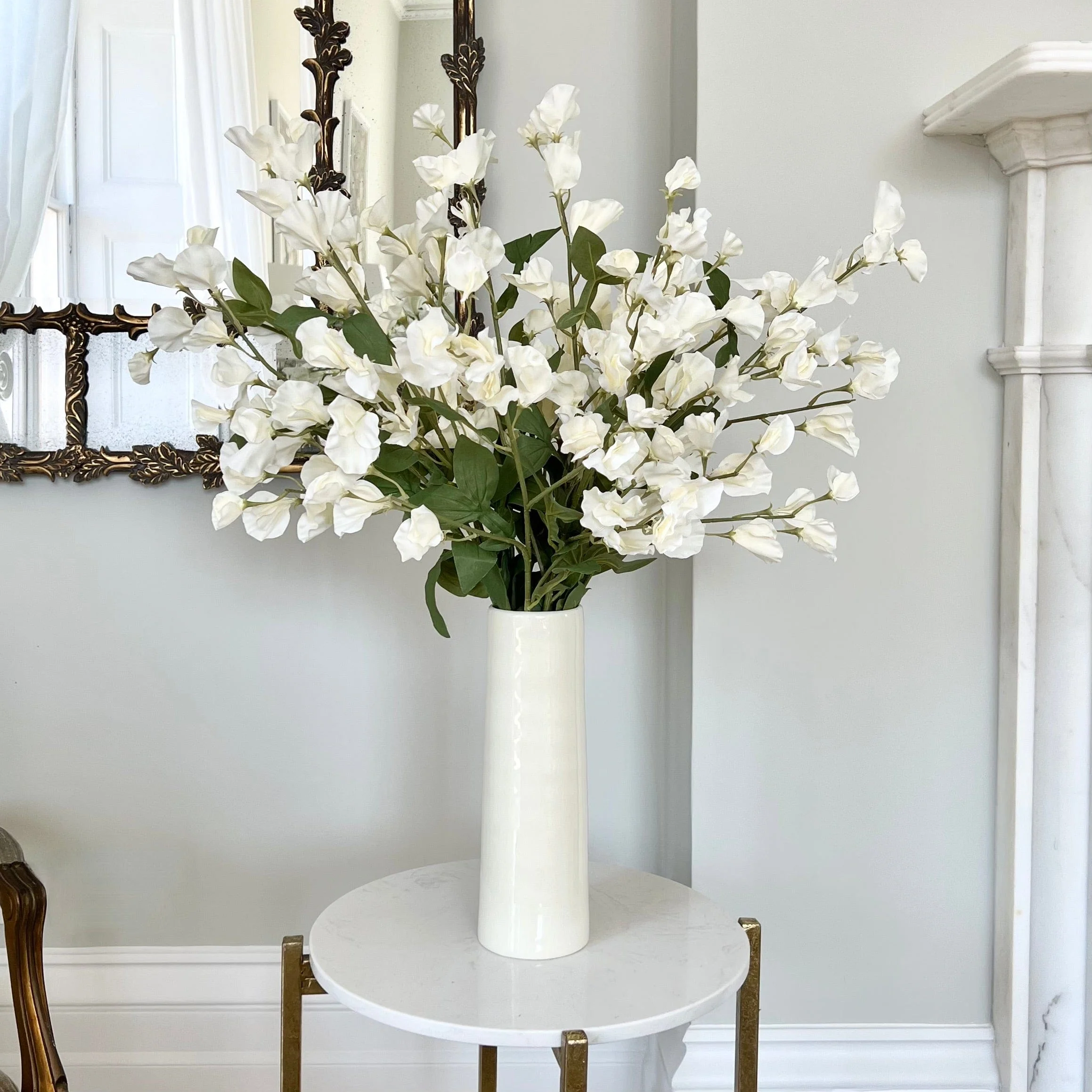 Cream Tall Sweet Pea Bouquet & Prestbury Vase Set - Image 3