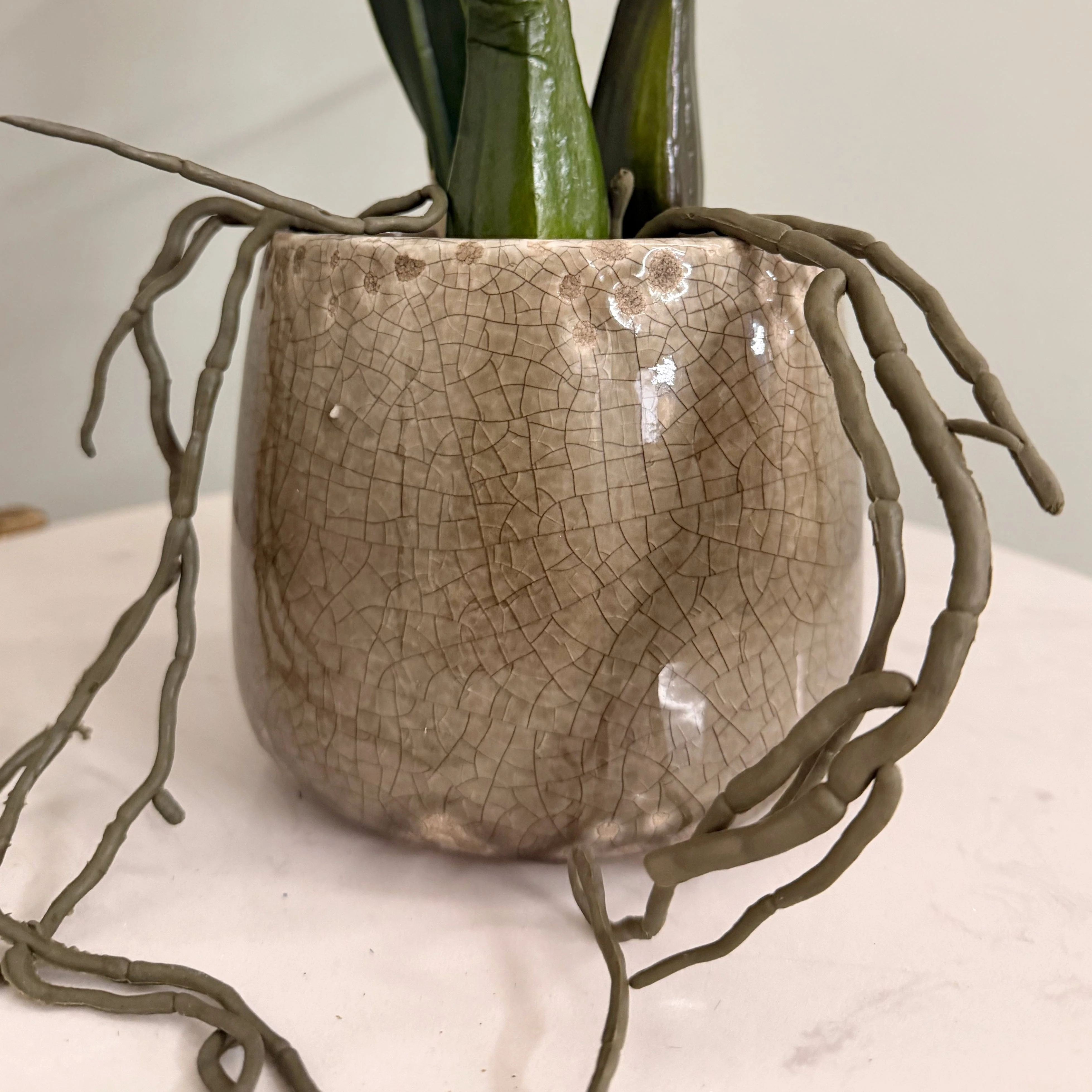 Artificial Dancing Orchid in Khaki Ceramic Pot - Image 3