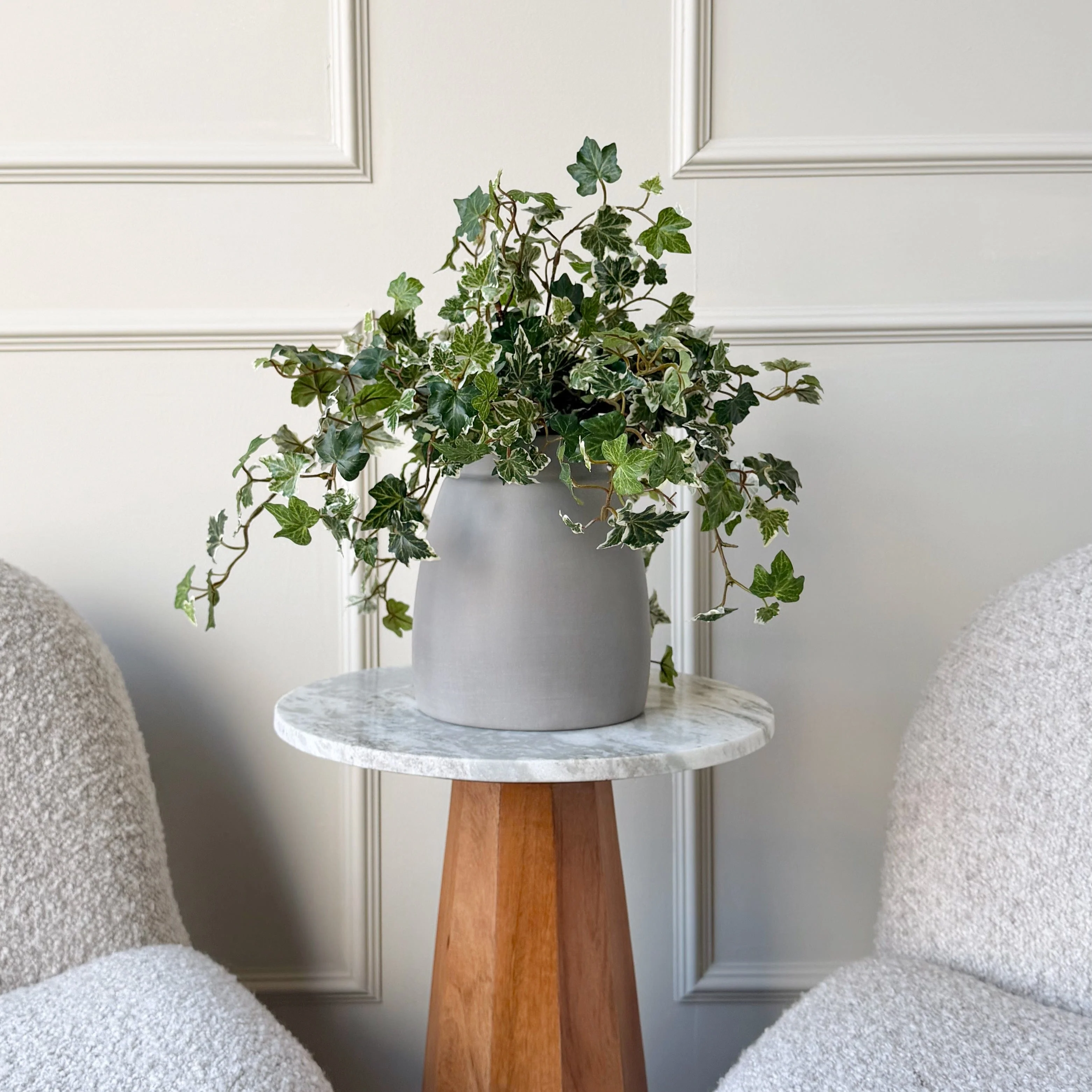 Artificial Green & White Variegated Ivy In Pot - Image 4