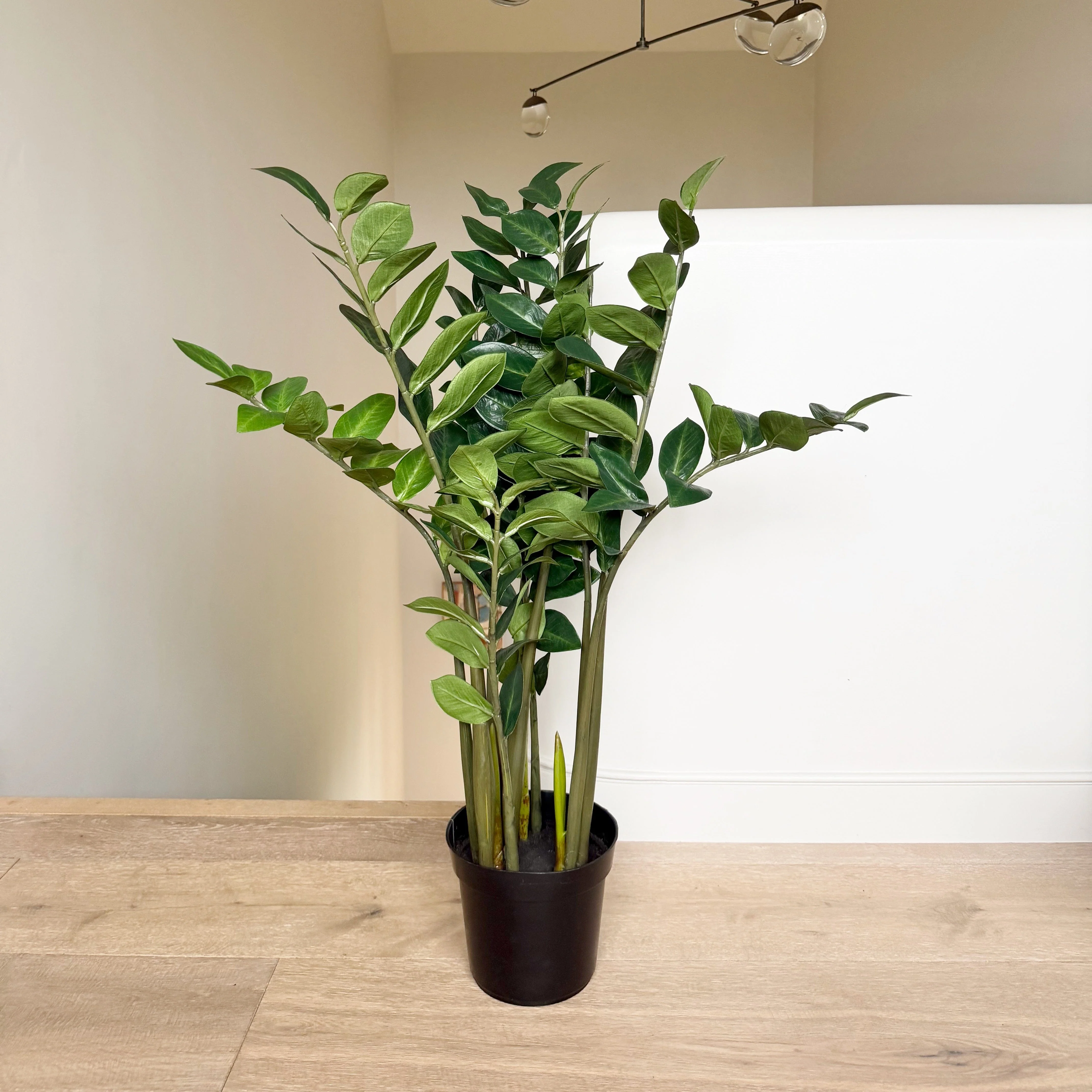 Artificial Large Zamioculcas Plant In Black Pot - Image 3