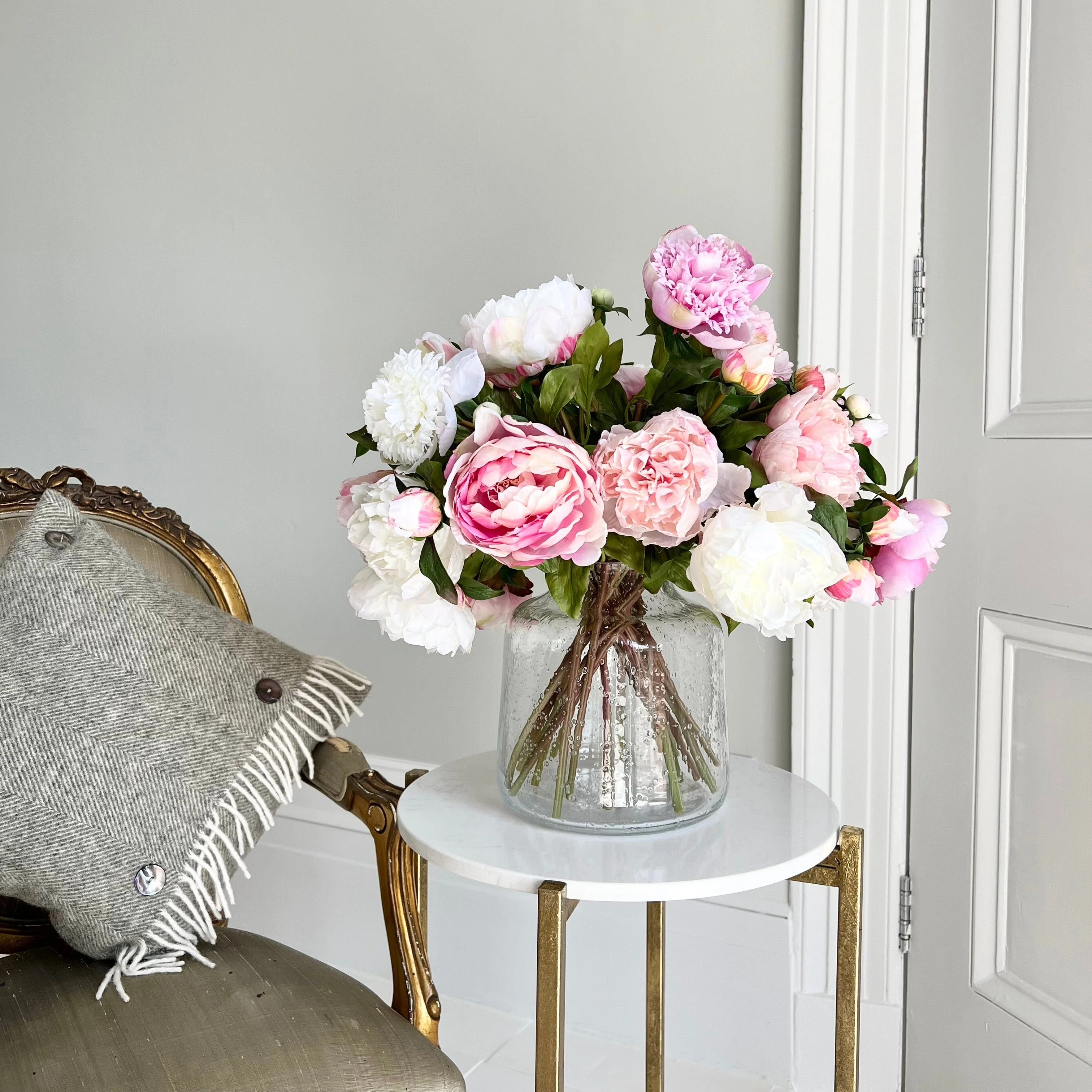 Artificial Pink & White Peony Arrangement - Image 8