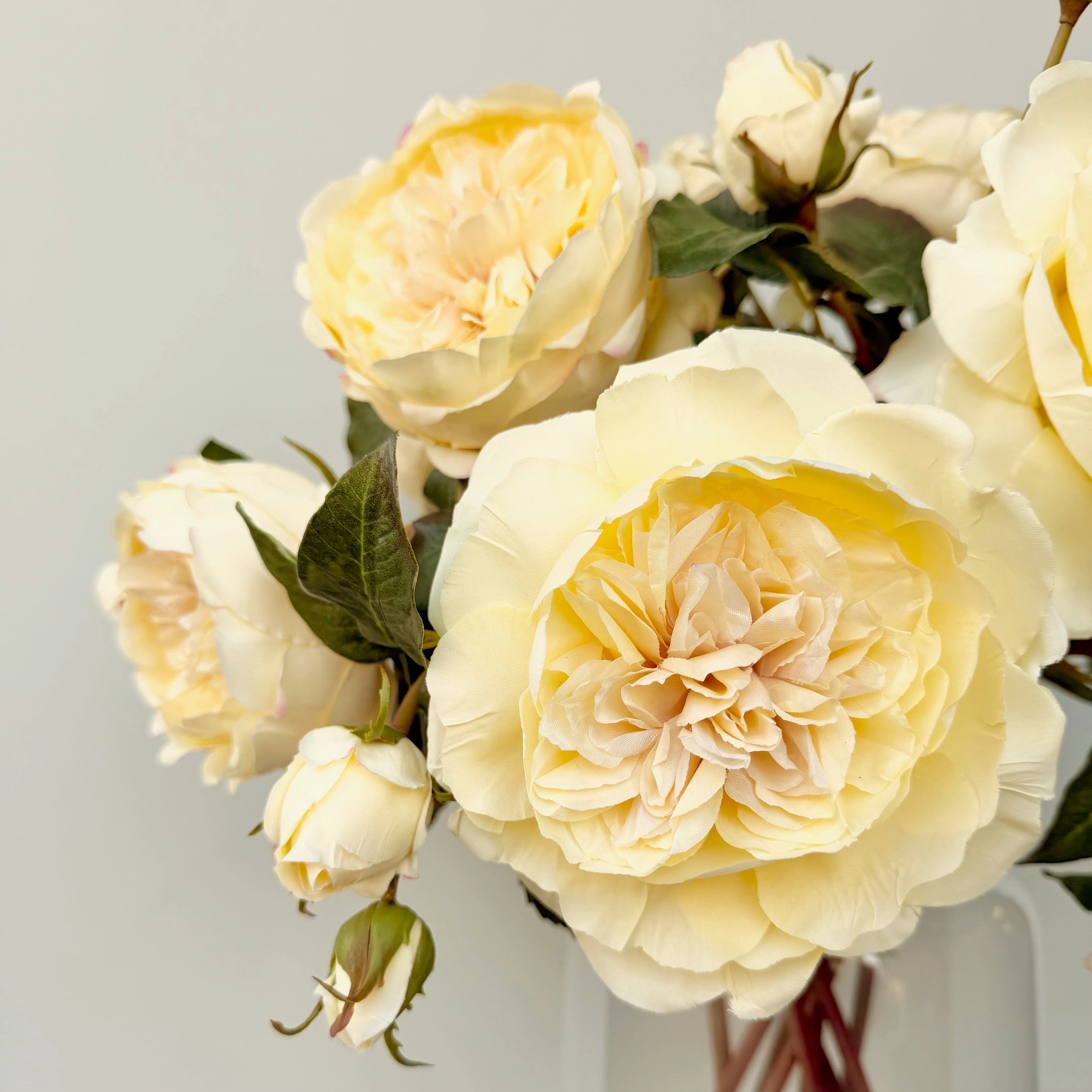 Artificial Pale Yellow English Rose - Image 2