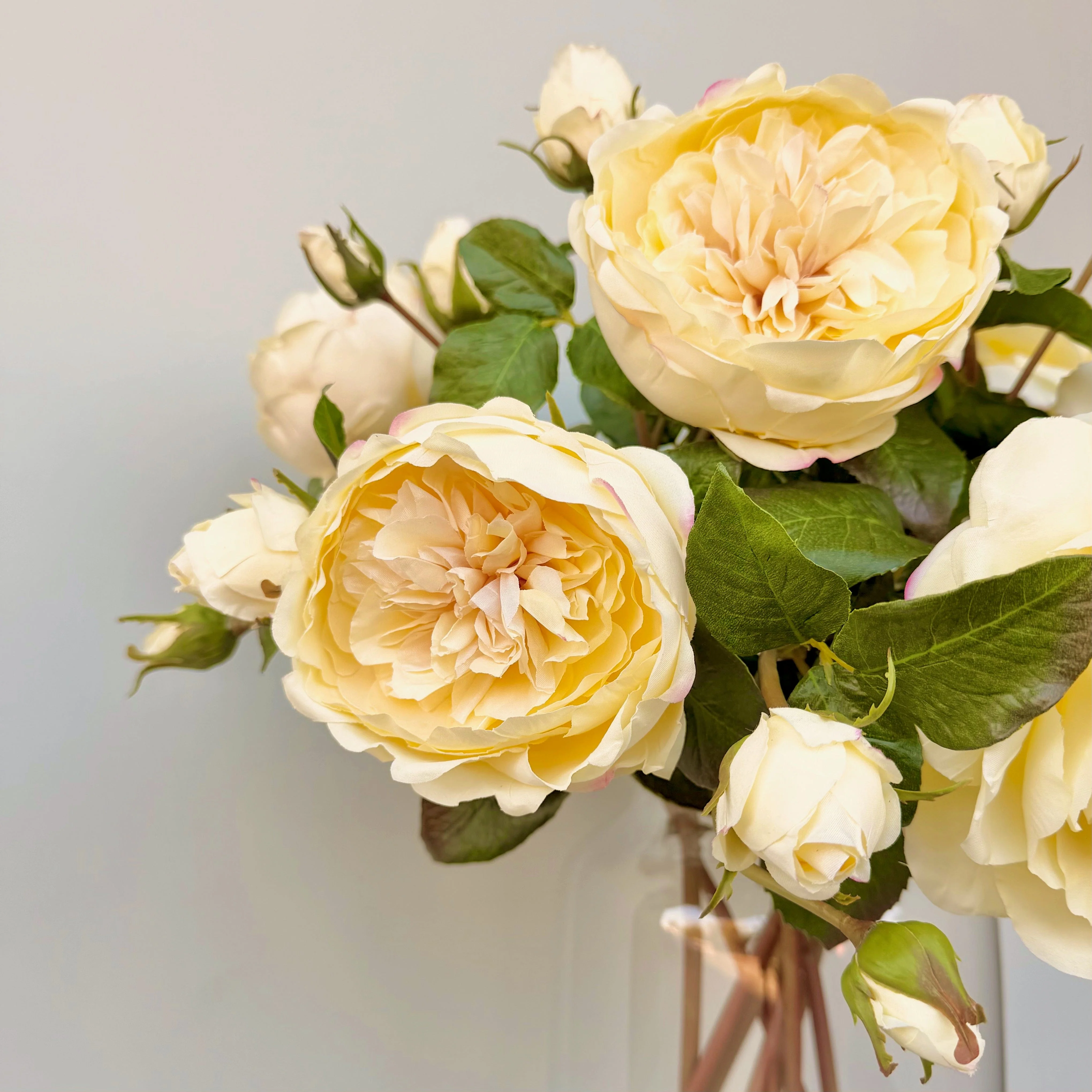Artificial Pale Yellow English Rose - Image 3