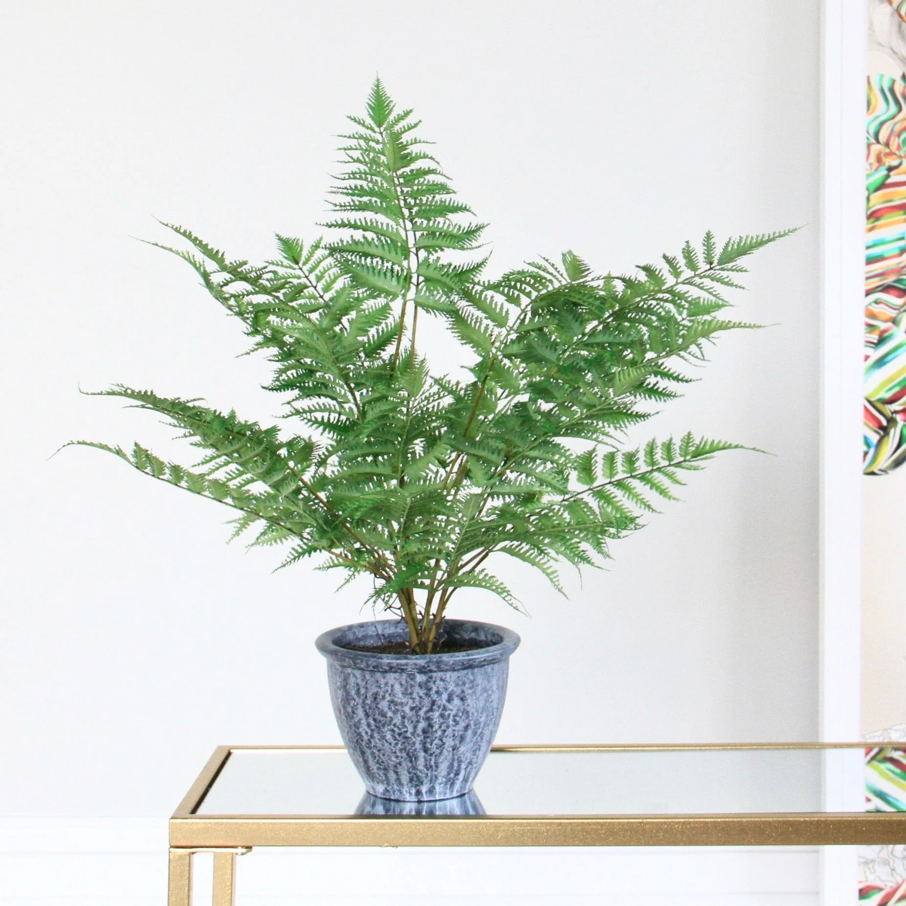 Artificial Green Bracken Fern in Dark Grey Pot - Image 3