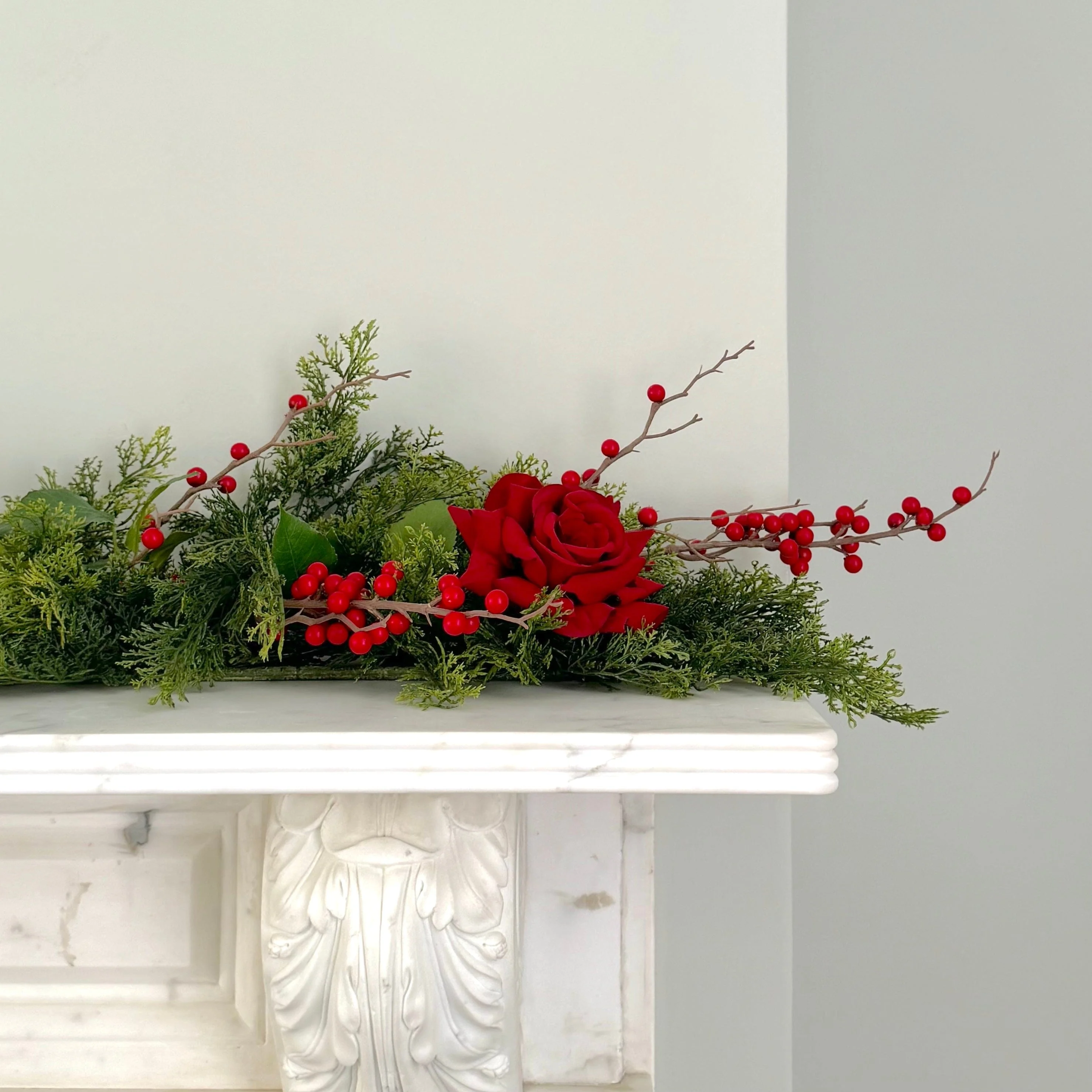 Artificial Red Cypress Bush Garland Set - Large - Image 2