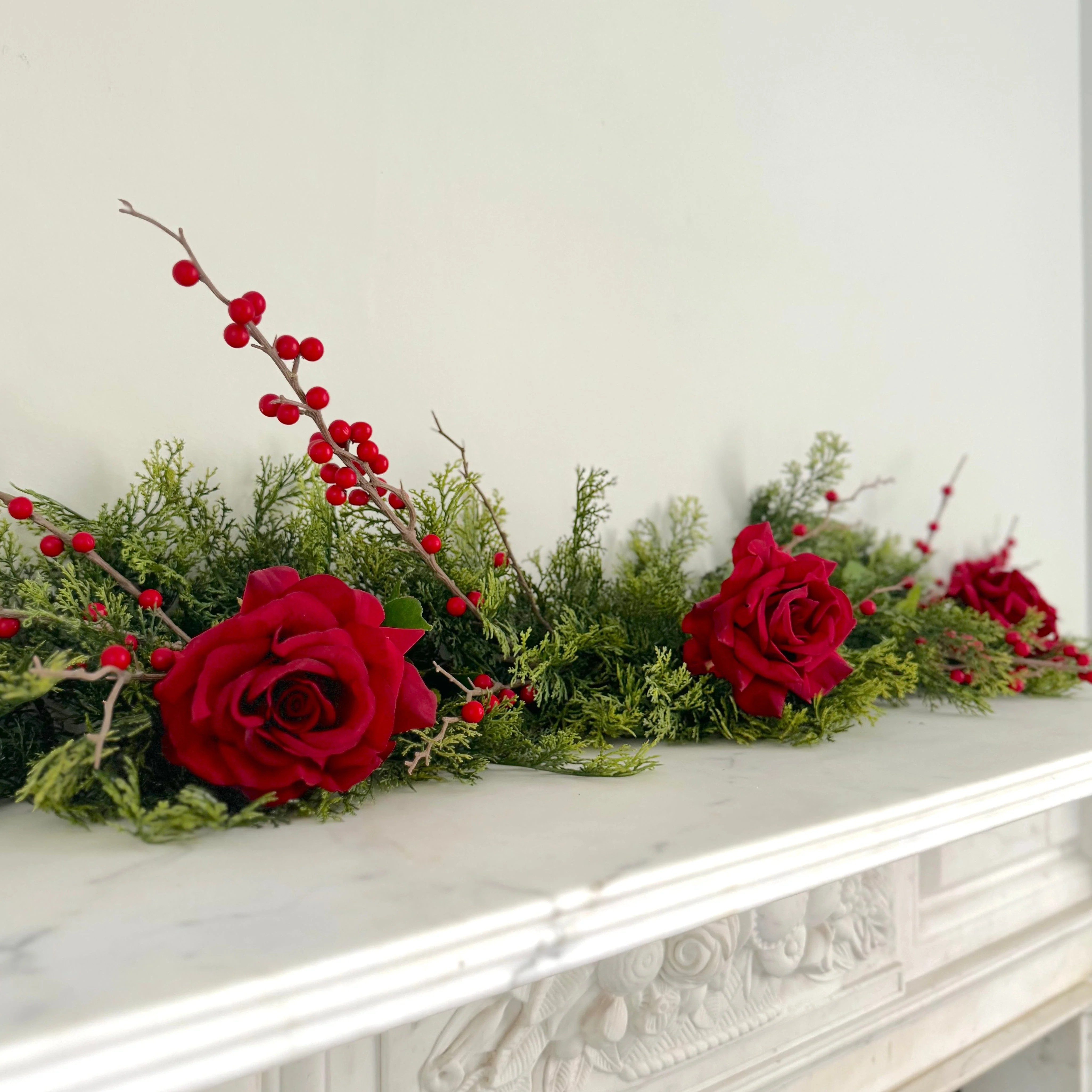 Artificial Red Cypress Bush Garland Set - Large - Image 3