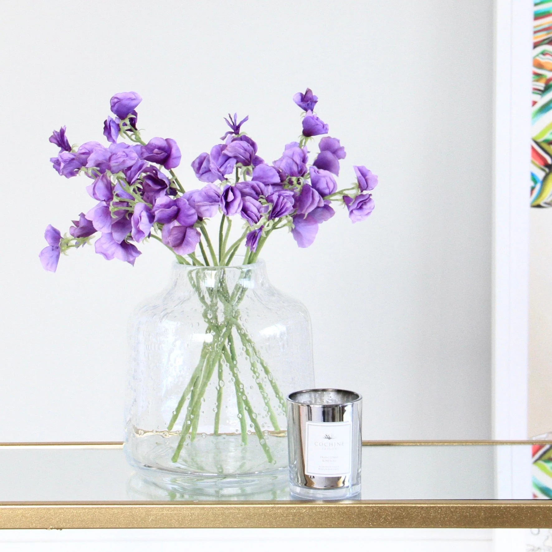 Artificial Small Dark Purple Sweet Pea - Image 4