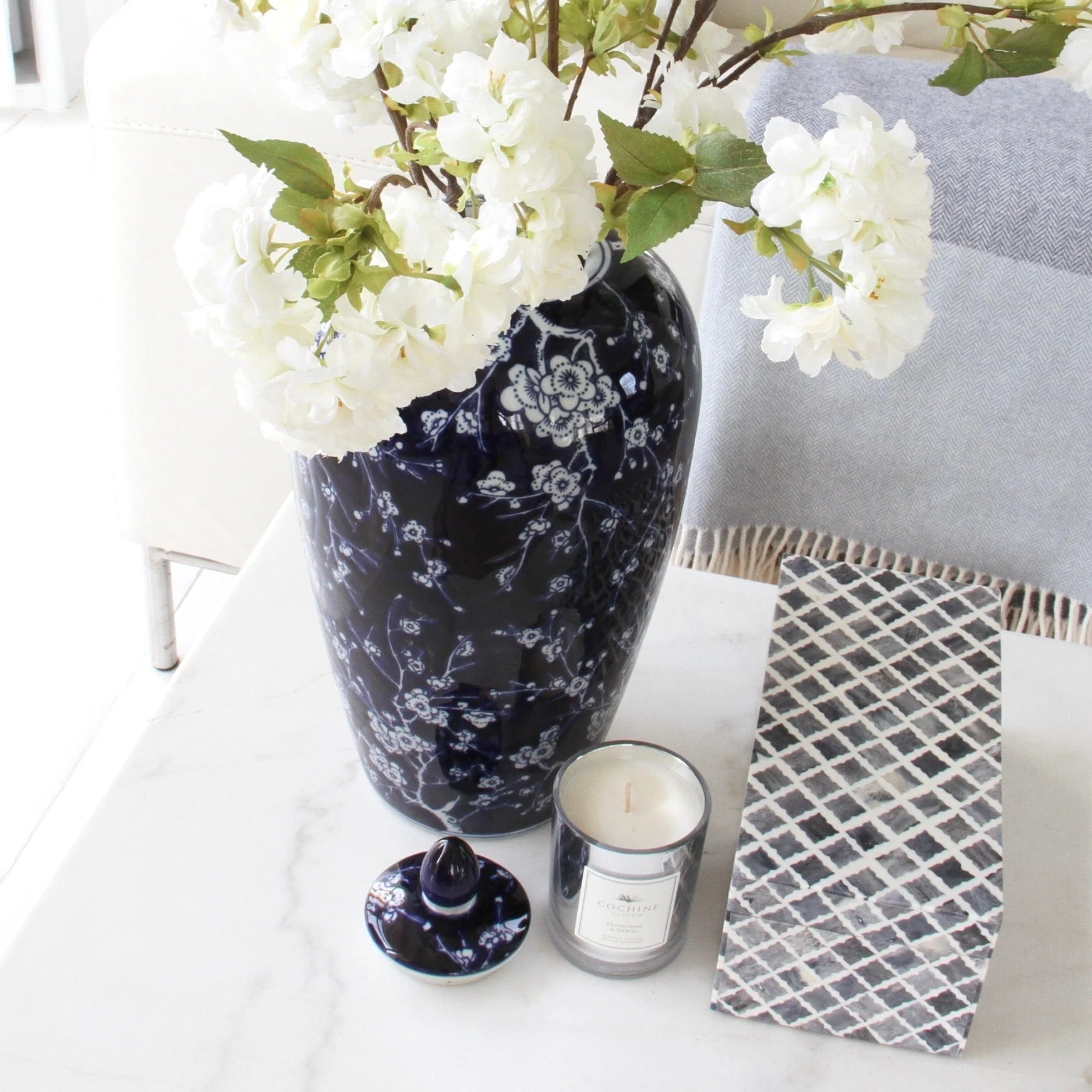 Cherry Blossom Bouquet & Oriental Vase Set - Image 4