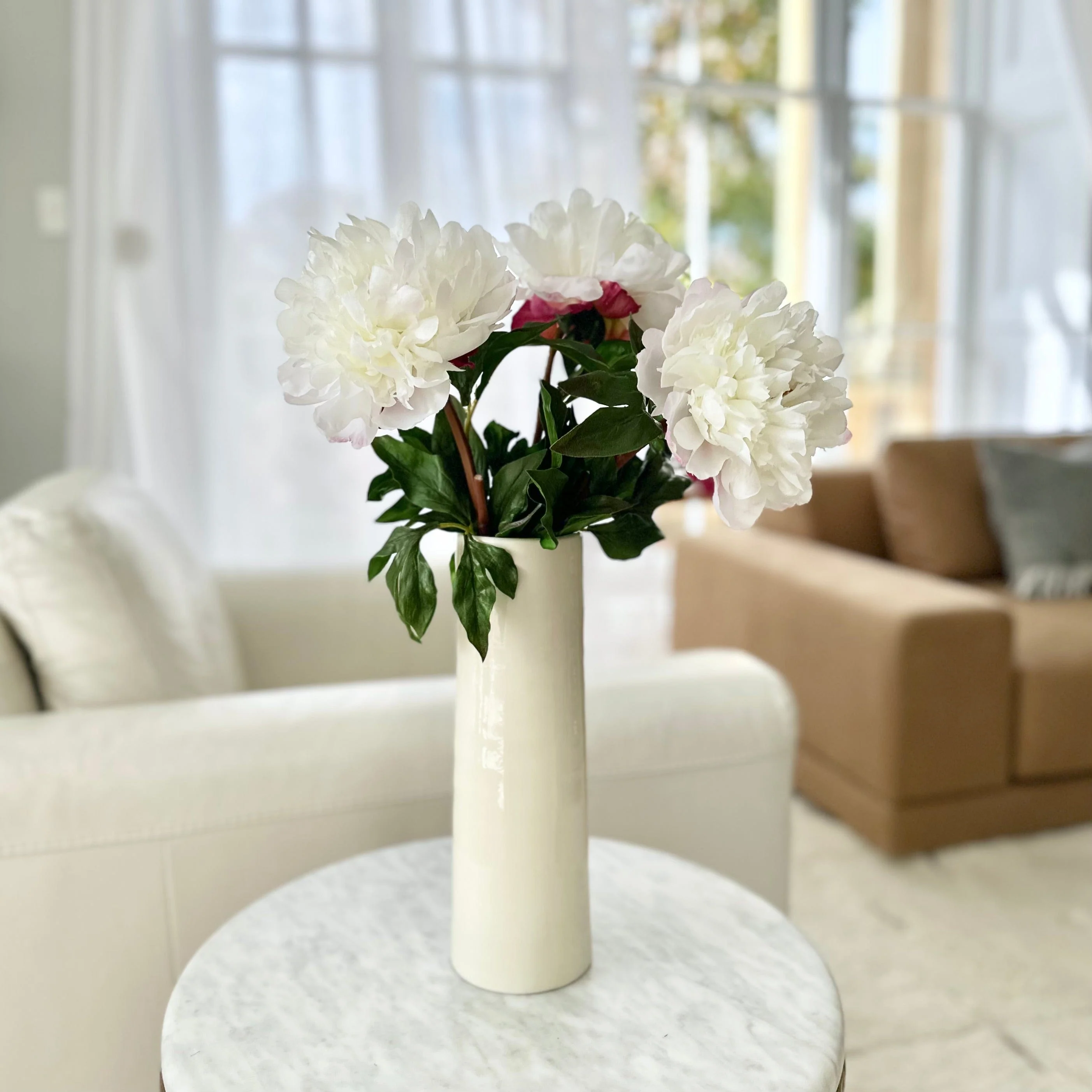 Artificial White Extra Large Peony - Image 3