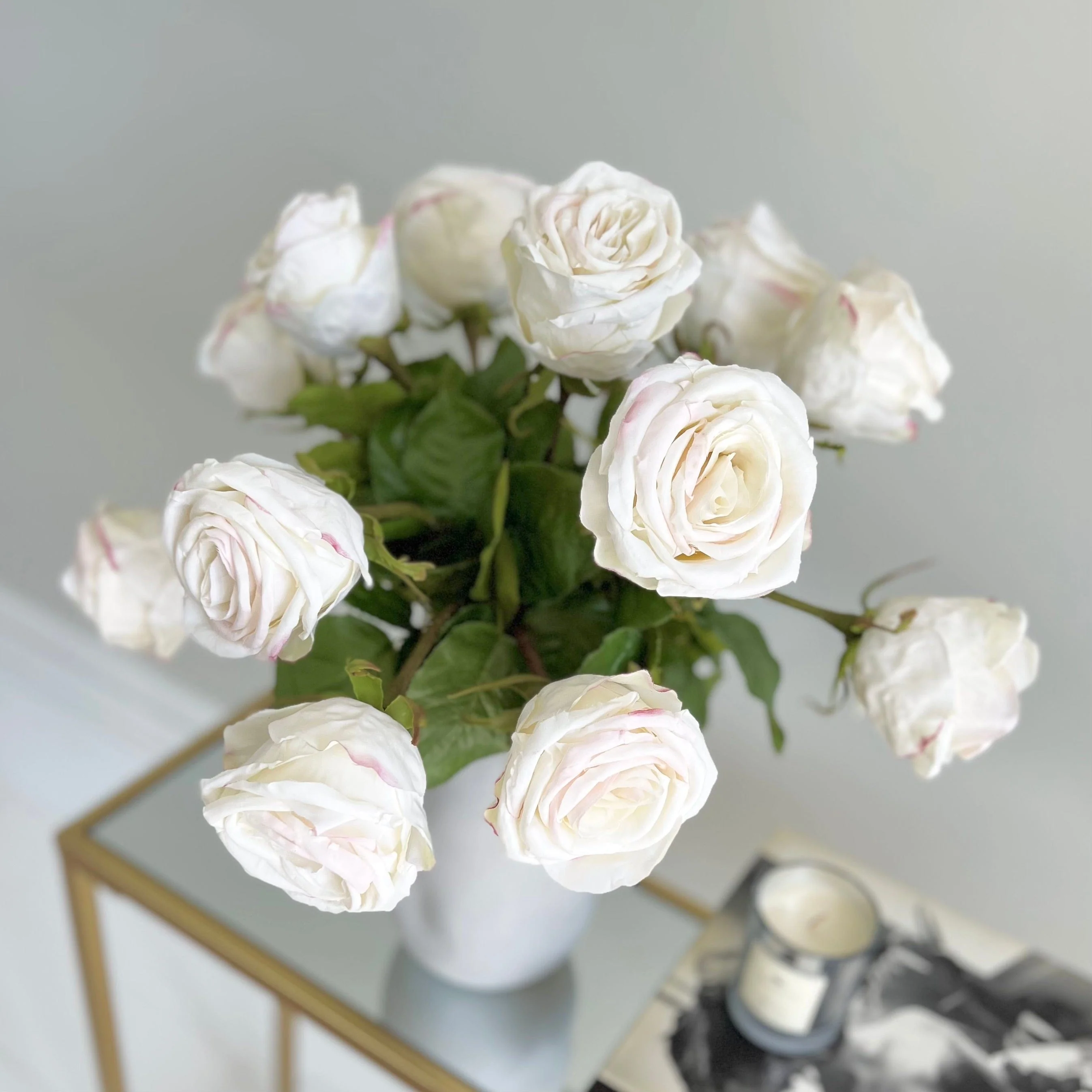 White Large Rose Bouquet & Naunton Vase Set - Image 3