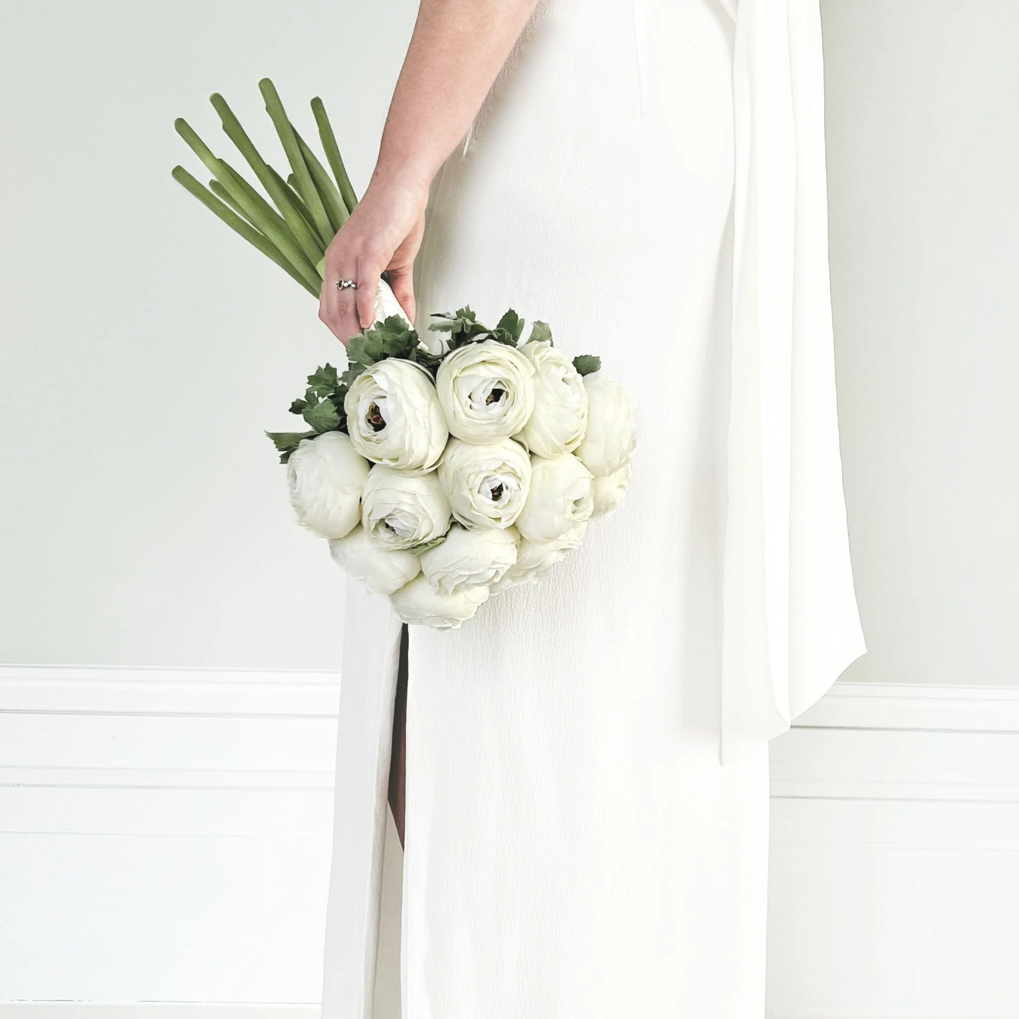 Artificial White Ranunculus Wedding Arrangement - Image 4