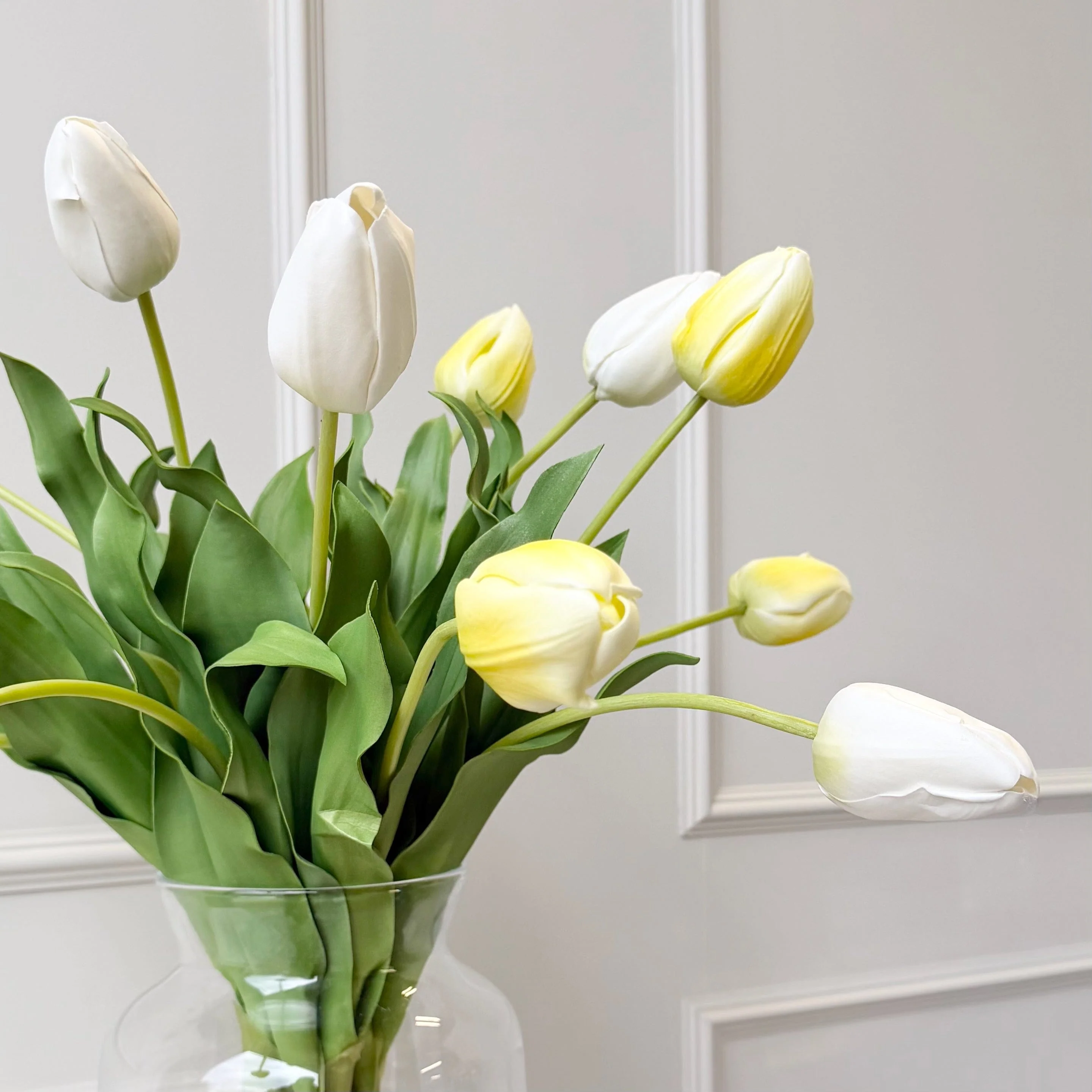 Artificial White & Yellow Tulip Arrangement - Image 4