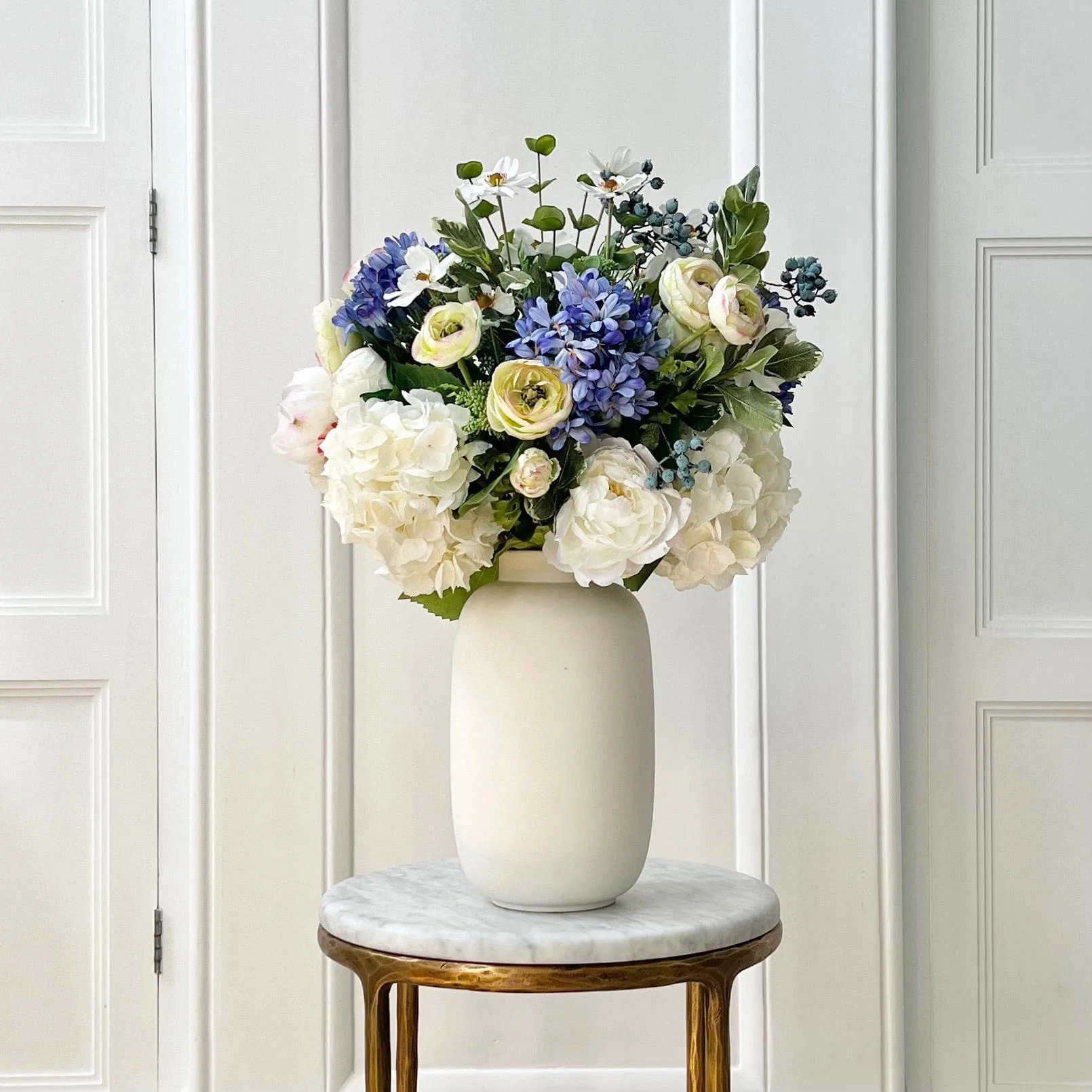 Blue & White Deluxe Artificial Flower Arrangement - Image 3