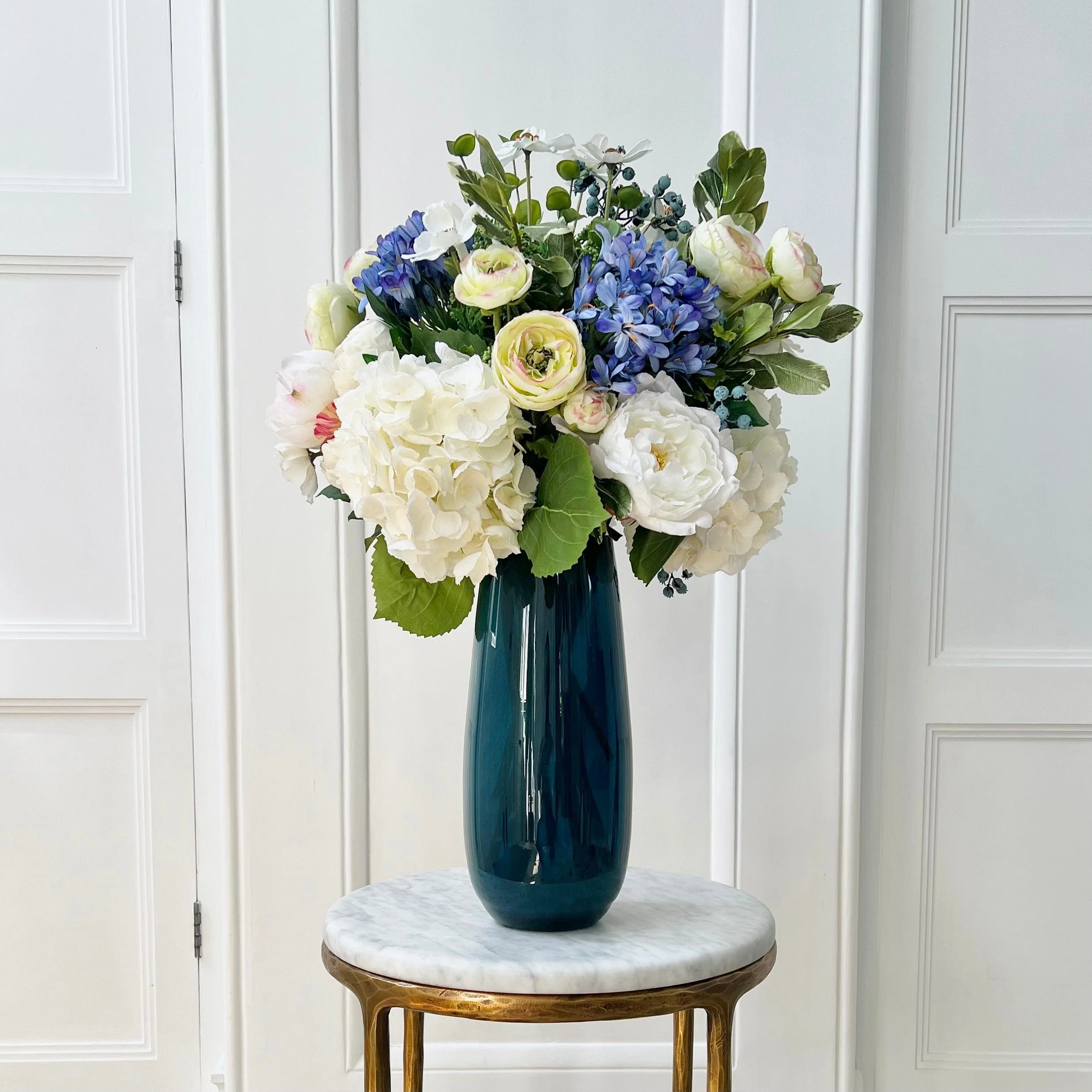 Blue & White Deluxe Artificial Flower Arrangement - Image 4