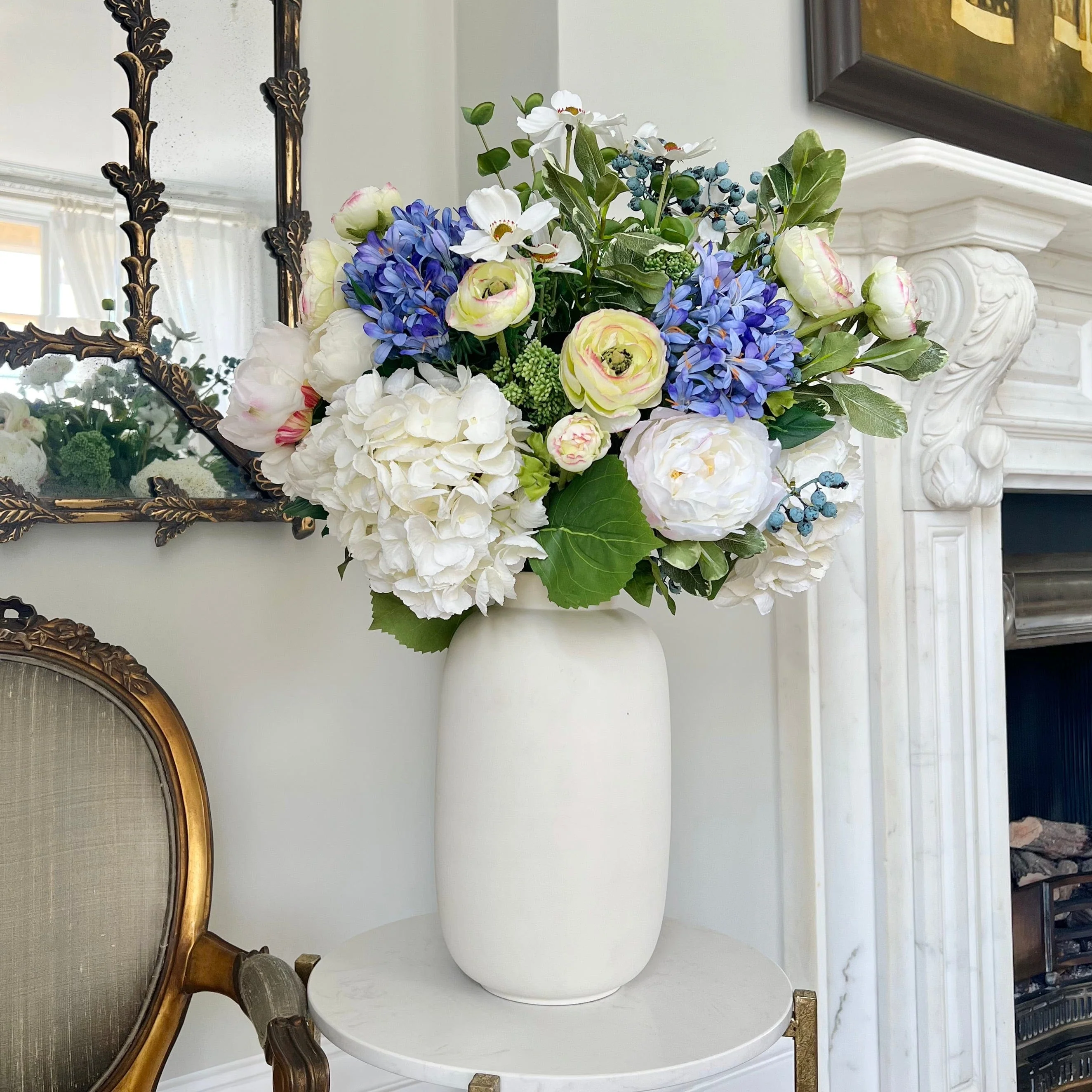 Blue & White Deluxe Artificial Flower Arrangement - Image 5