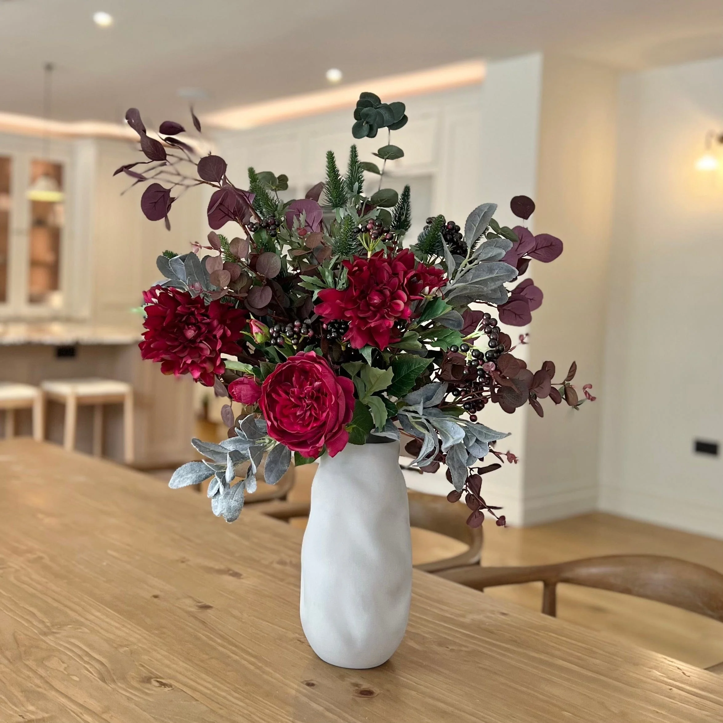 Burgundy Beauty Bouquet & Kingham Vase Set - Image 2