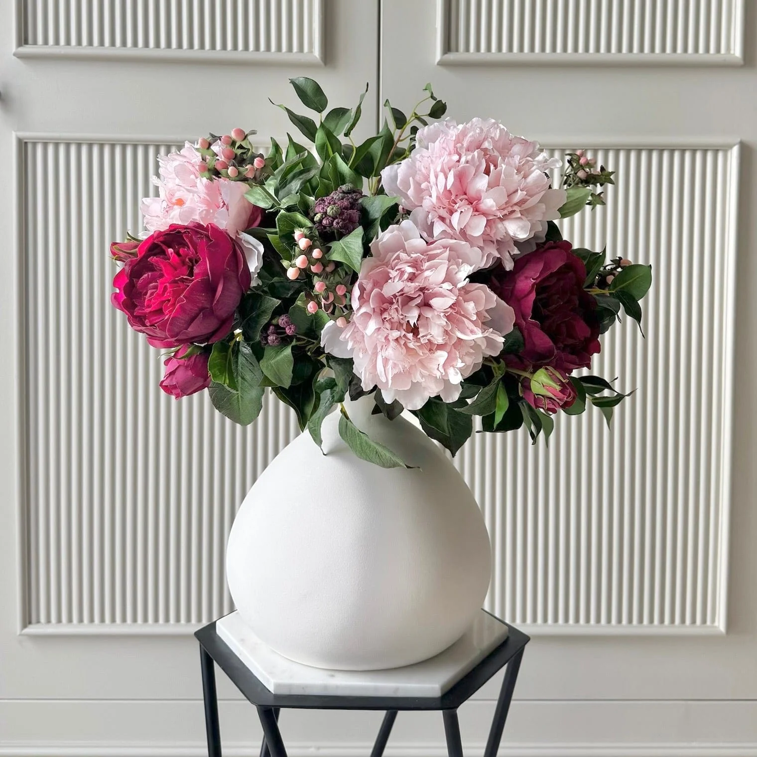Burgundy & Blush Artificial Flower Arrangement - Image 3
