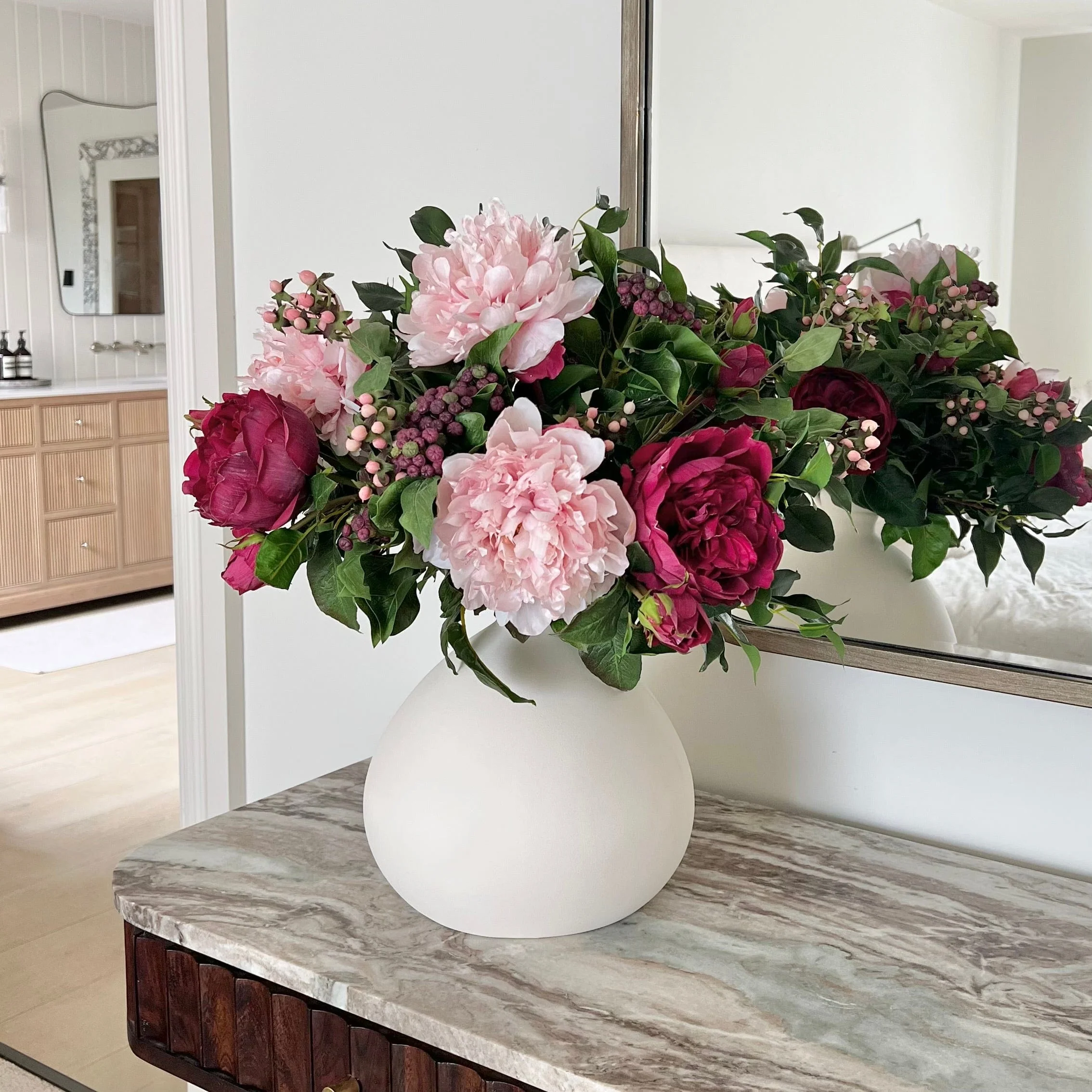 Burgundy & Blush Artificial Flower Arrangement - Image 4
