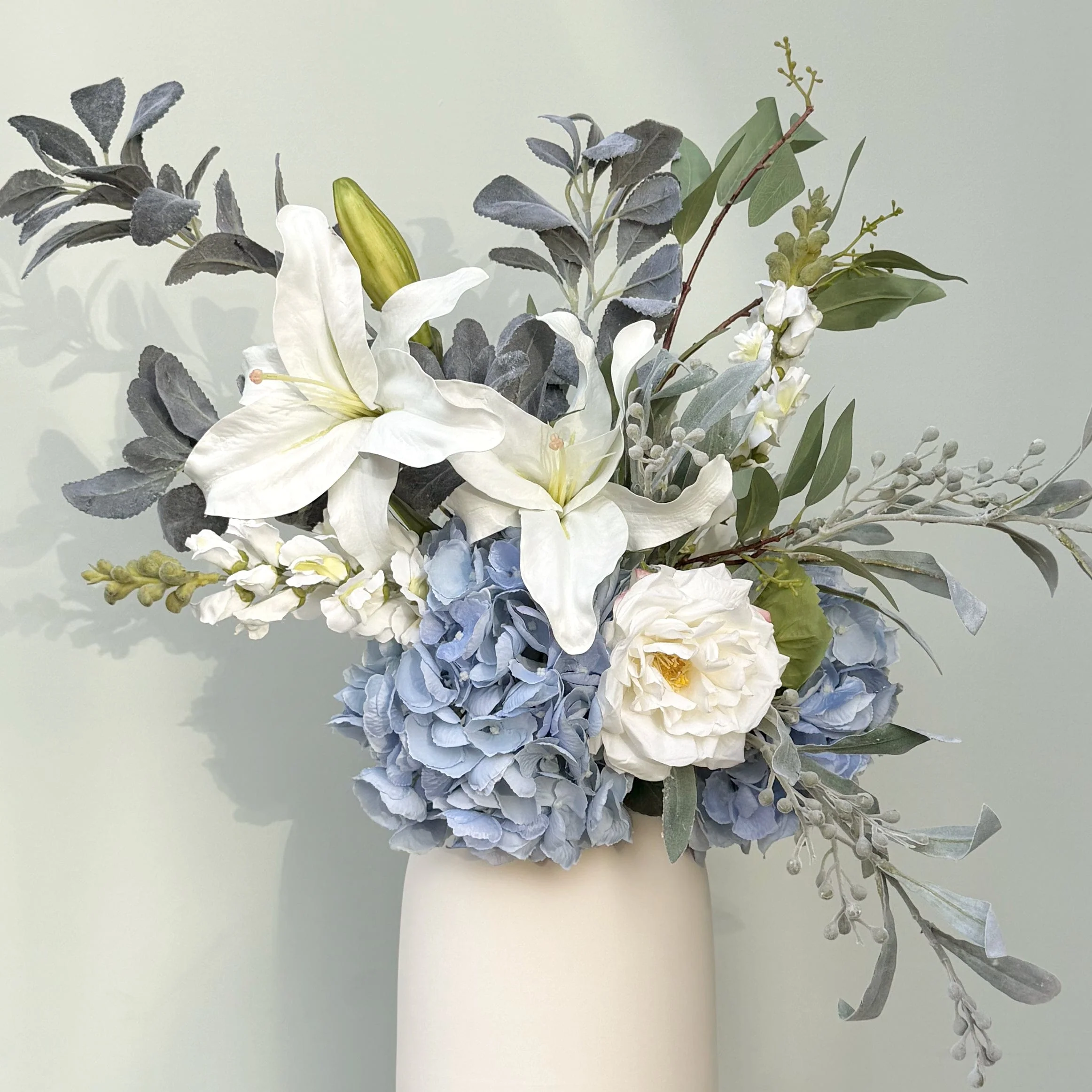 Born In December: Turquoise Flower Bouquet & Vase Set - Image 2
