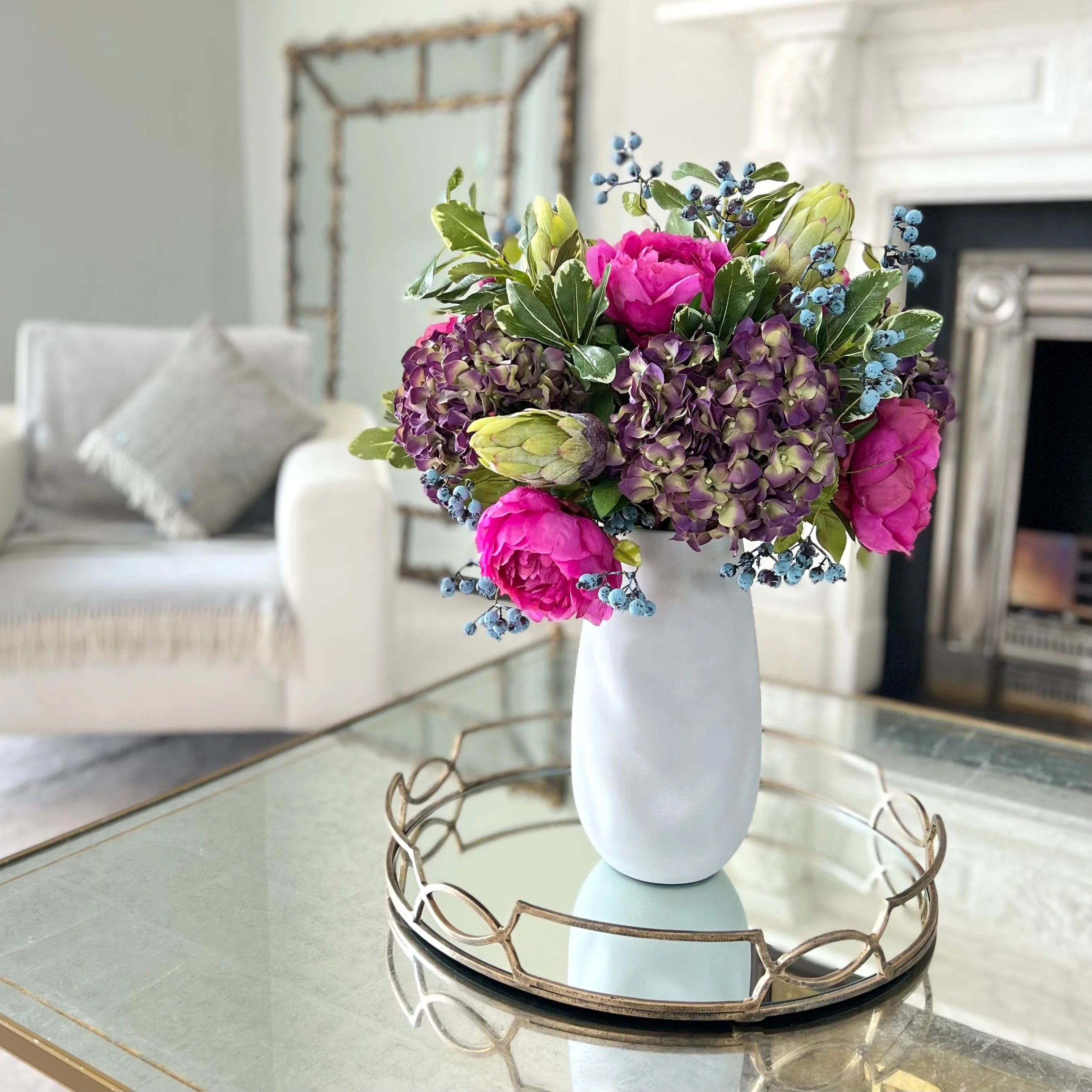 Bright Peony & Hydrangea Arrangement - Image 3