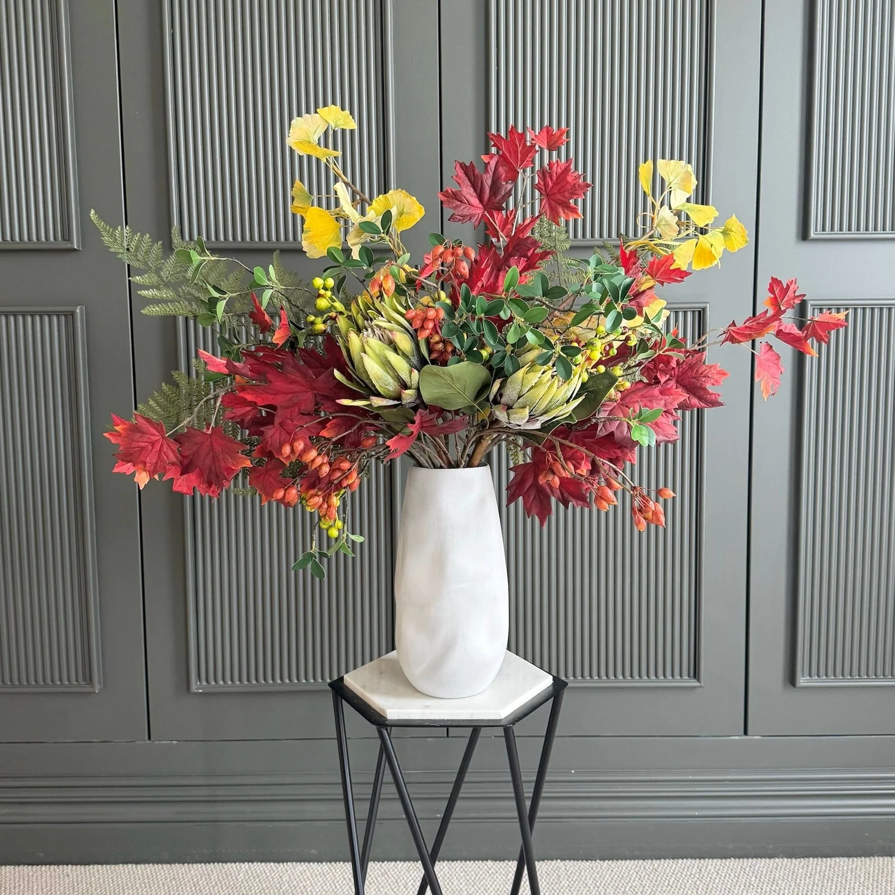 Gathered Leaves Artificial Flower Arrangement - Image 3
