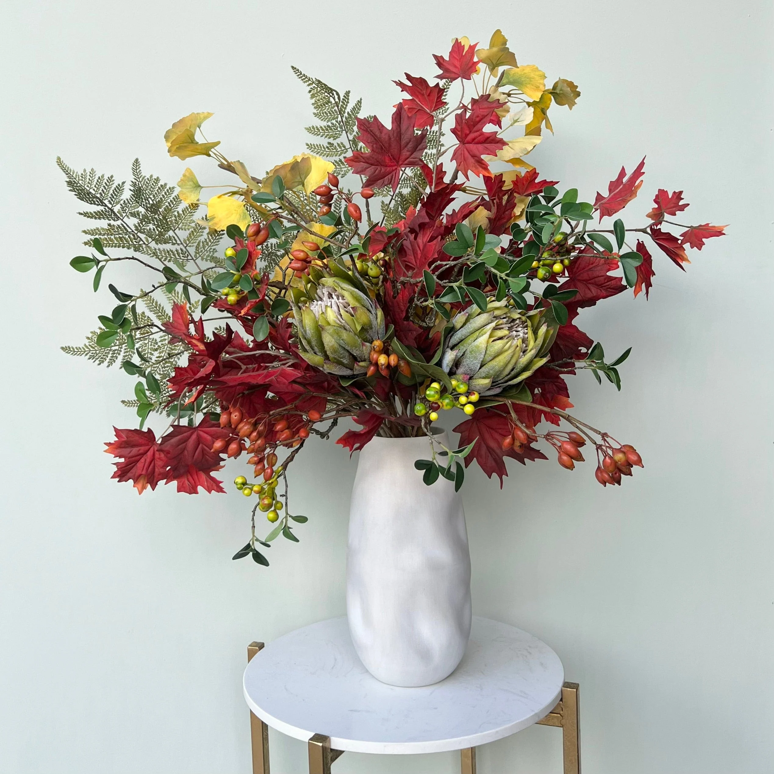 Gathered Leaves Artificial Flower Arrangement - Image 4