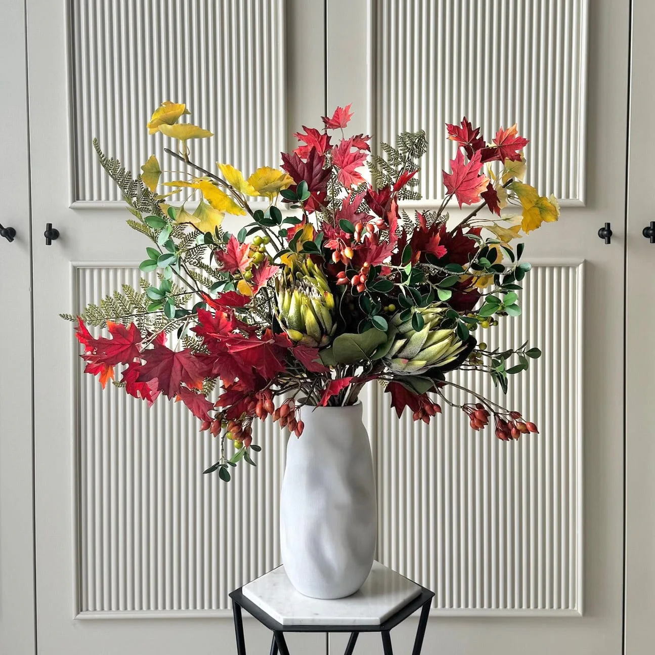 Gathered Leaves Artificial Flower Arrangement - Image 5