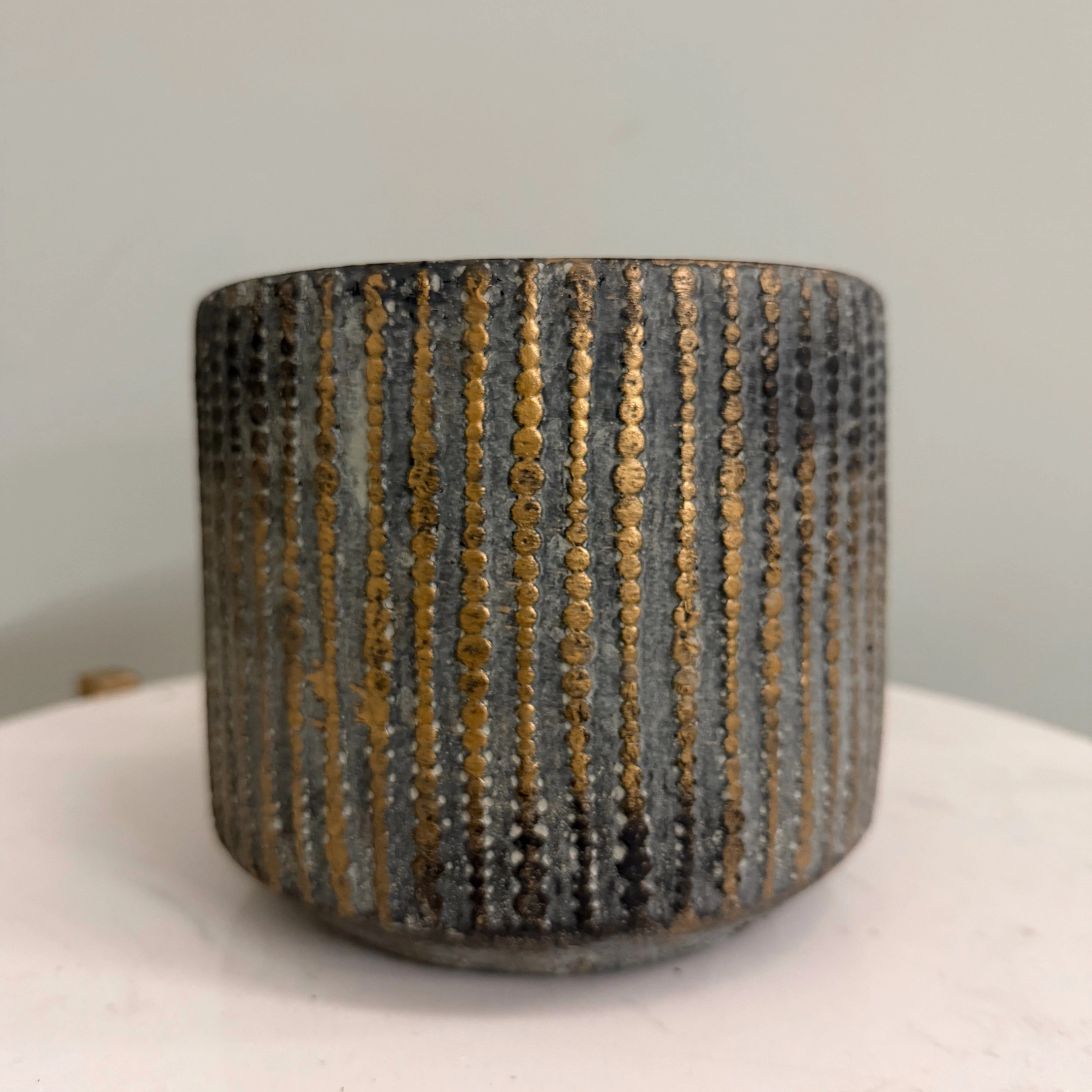 Grey & Bronze Dotted Cement Plant Pot - Image 2