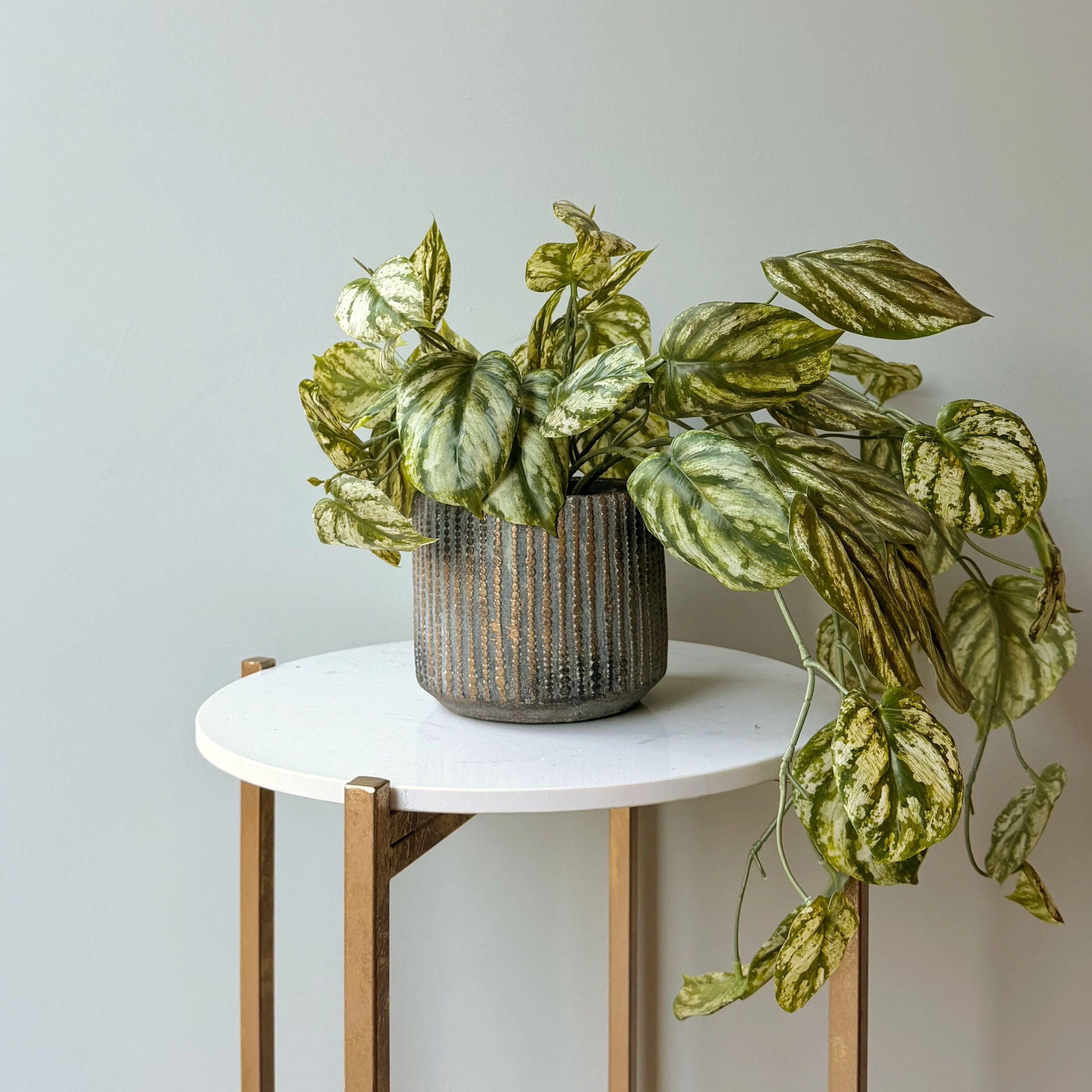 Grey & Bronze Dotted Cement Plant Pot - Image 3
