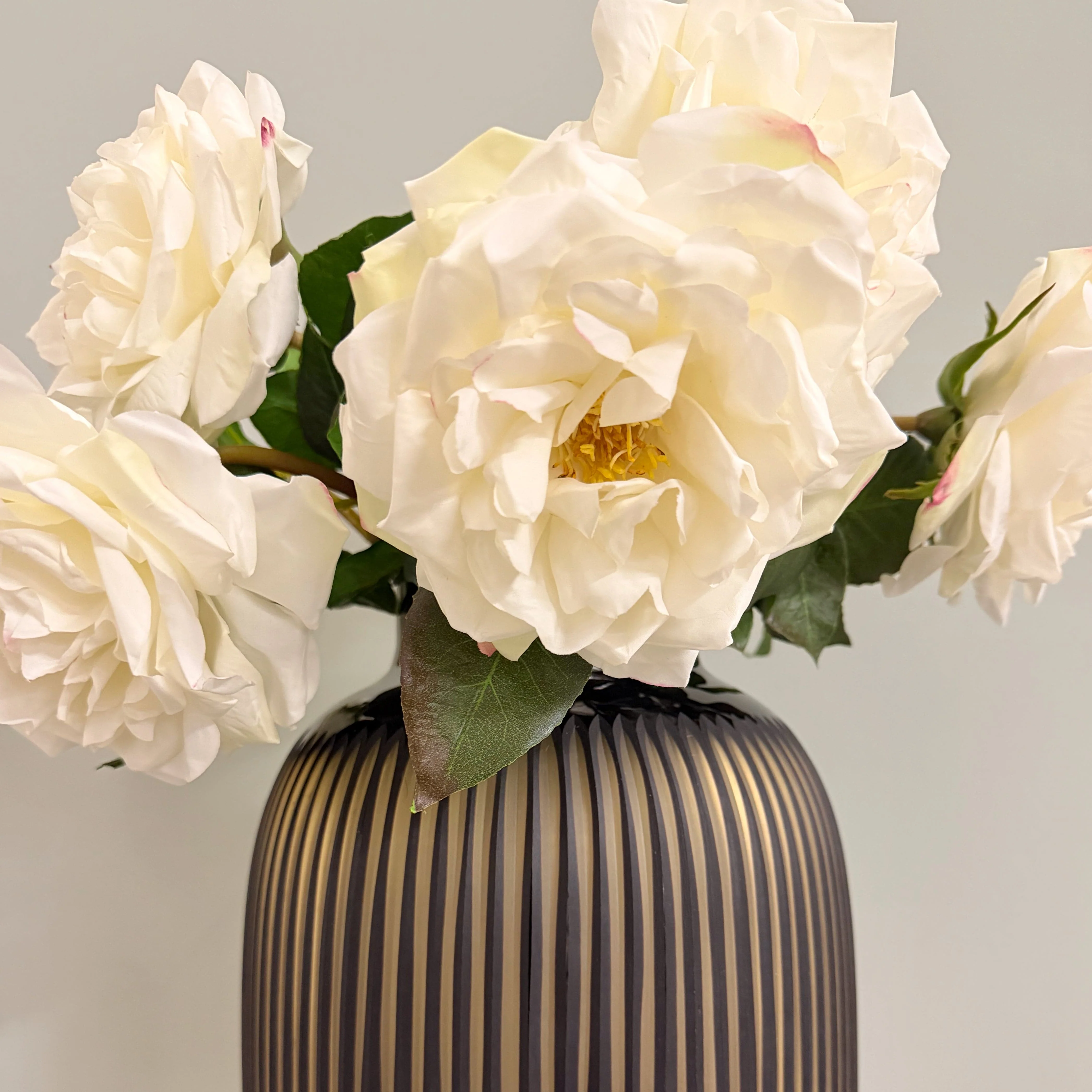 Hand Blown Amber Glass Ribbed Vase - Image 4
