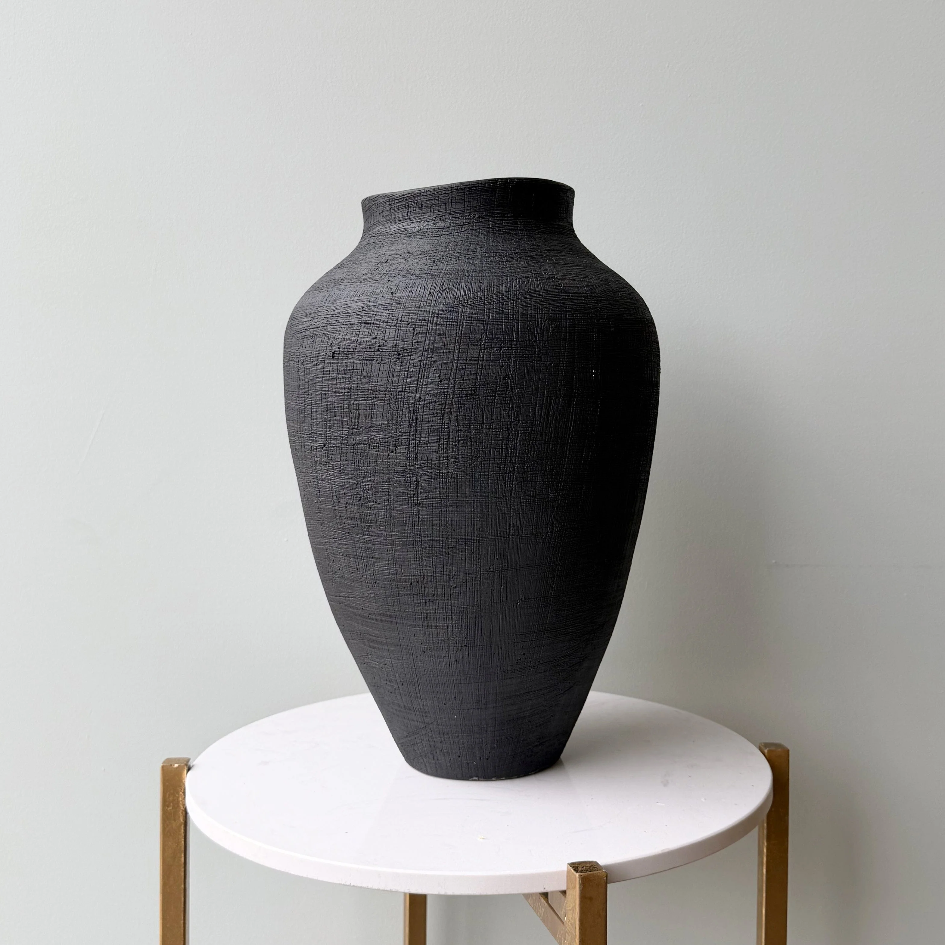 Large Black Textured Vase - Image 2