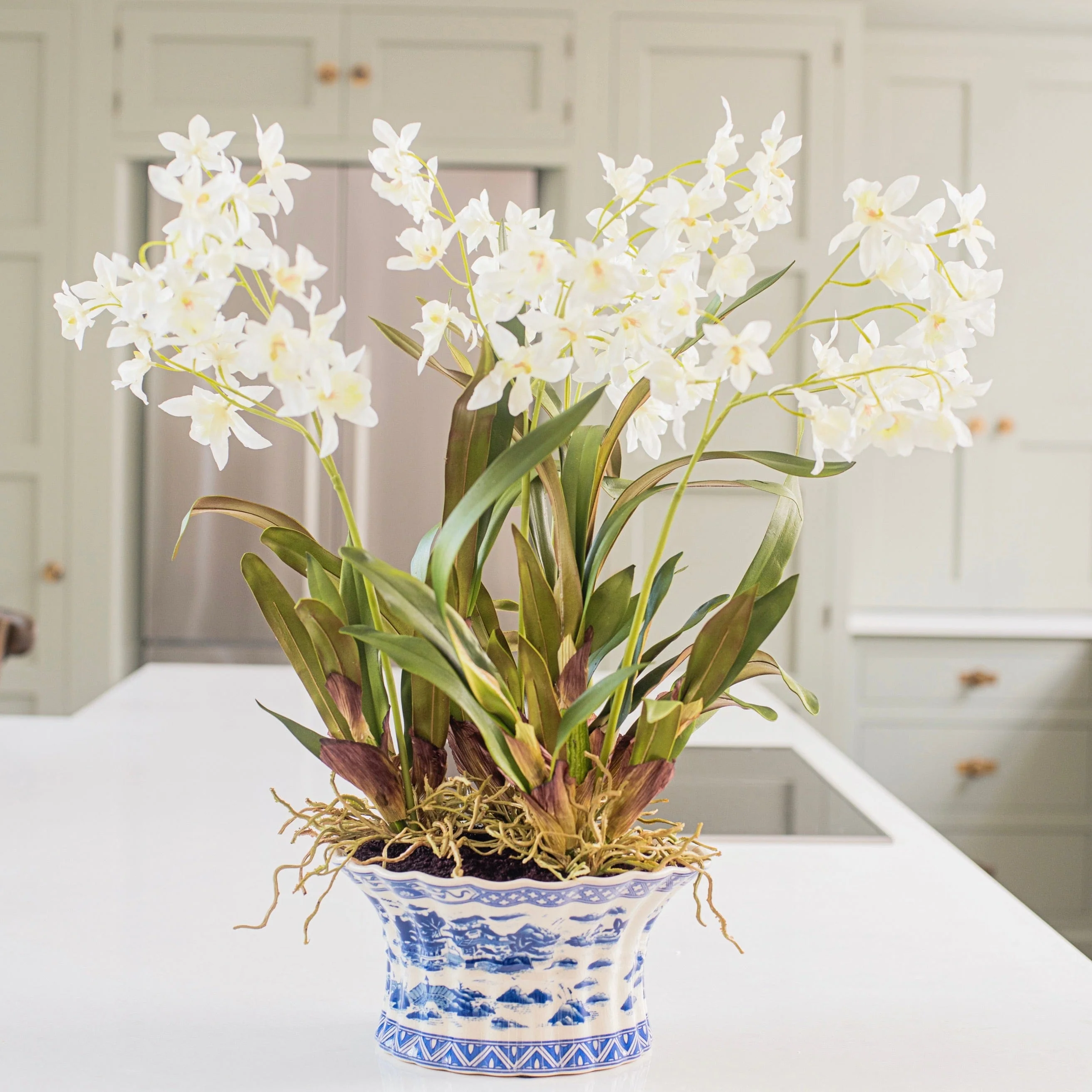 White Artificial Dendrobium Orchid Plant - Image 5