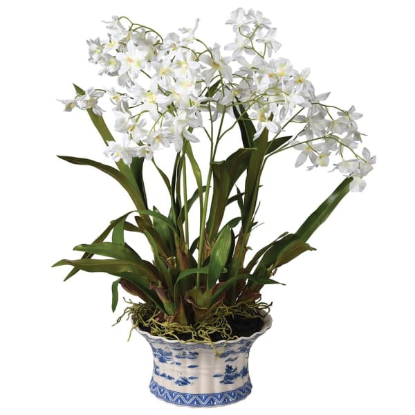 White Artificial Dendrobium Orchid Plant - Image 7
