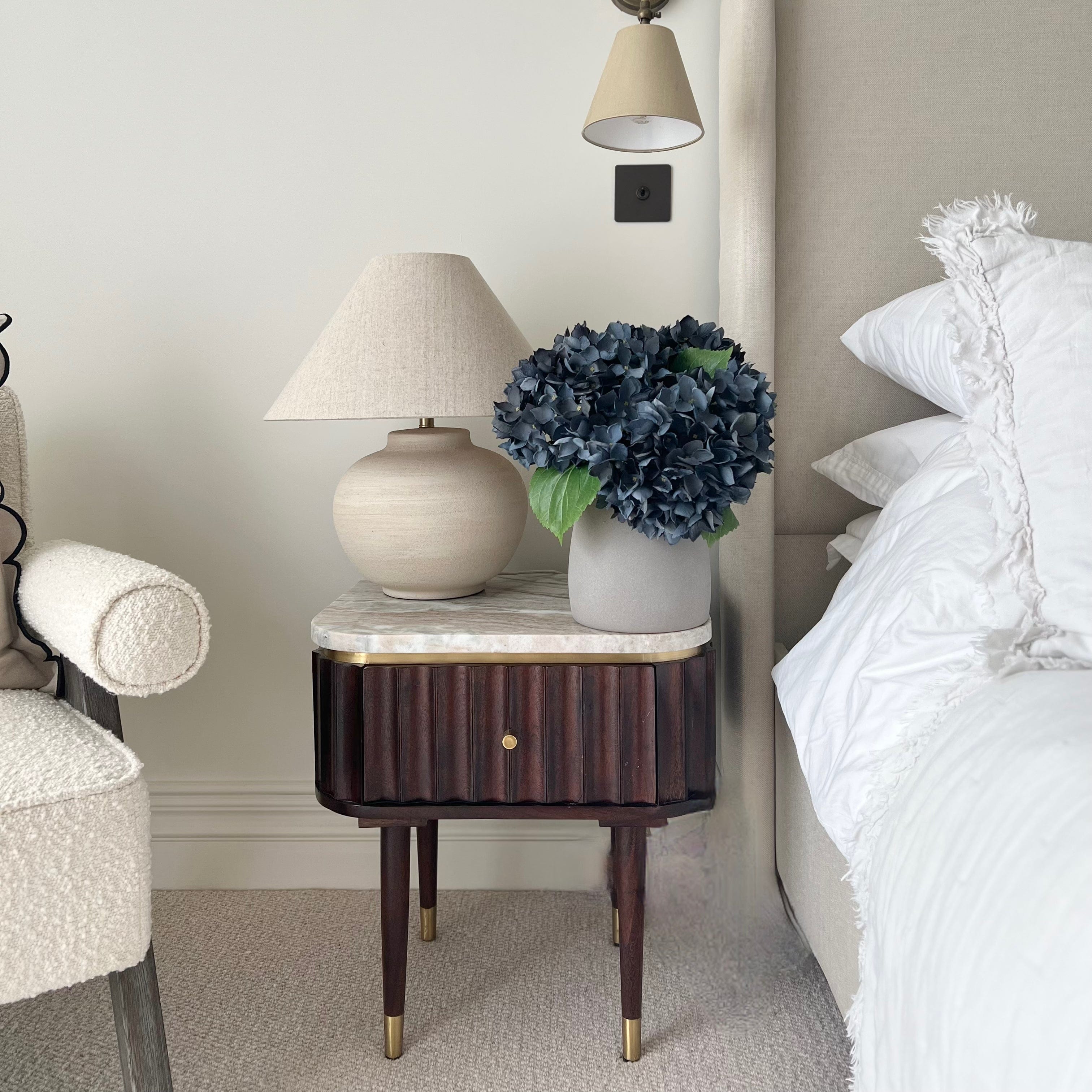 Navy Blue Hydrangea Bouquet & Kemble Vase Set - Image 3
