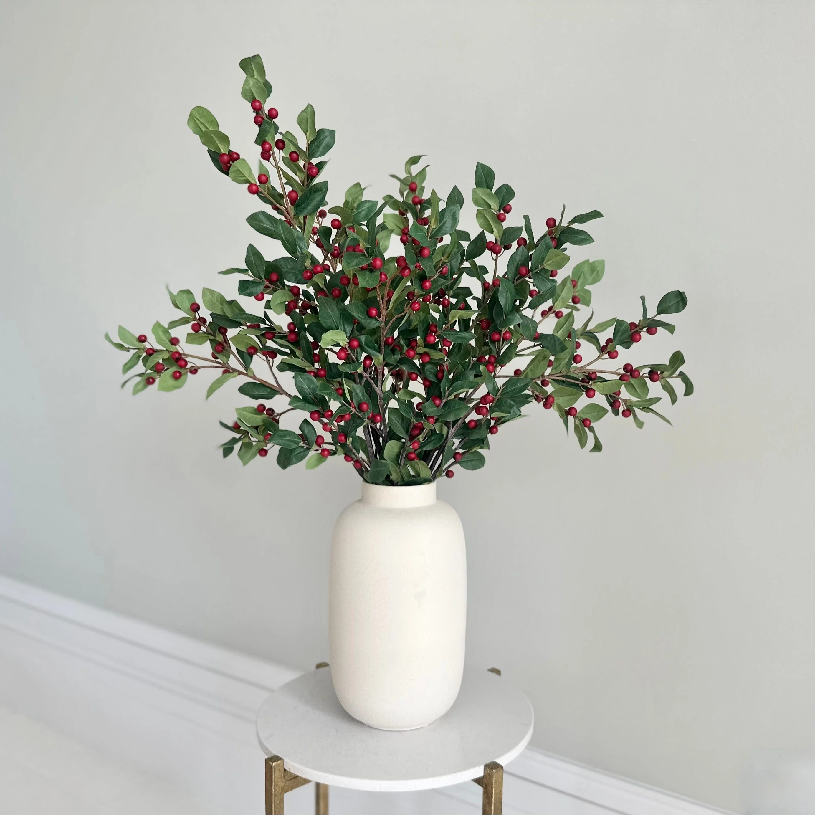 Artificial Red Berries with Leaves - Image 3