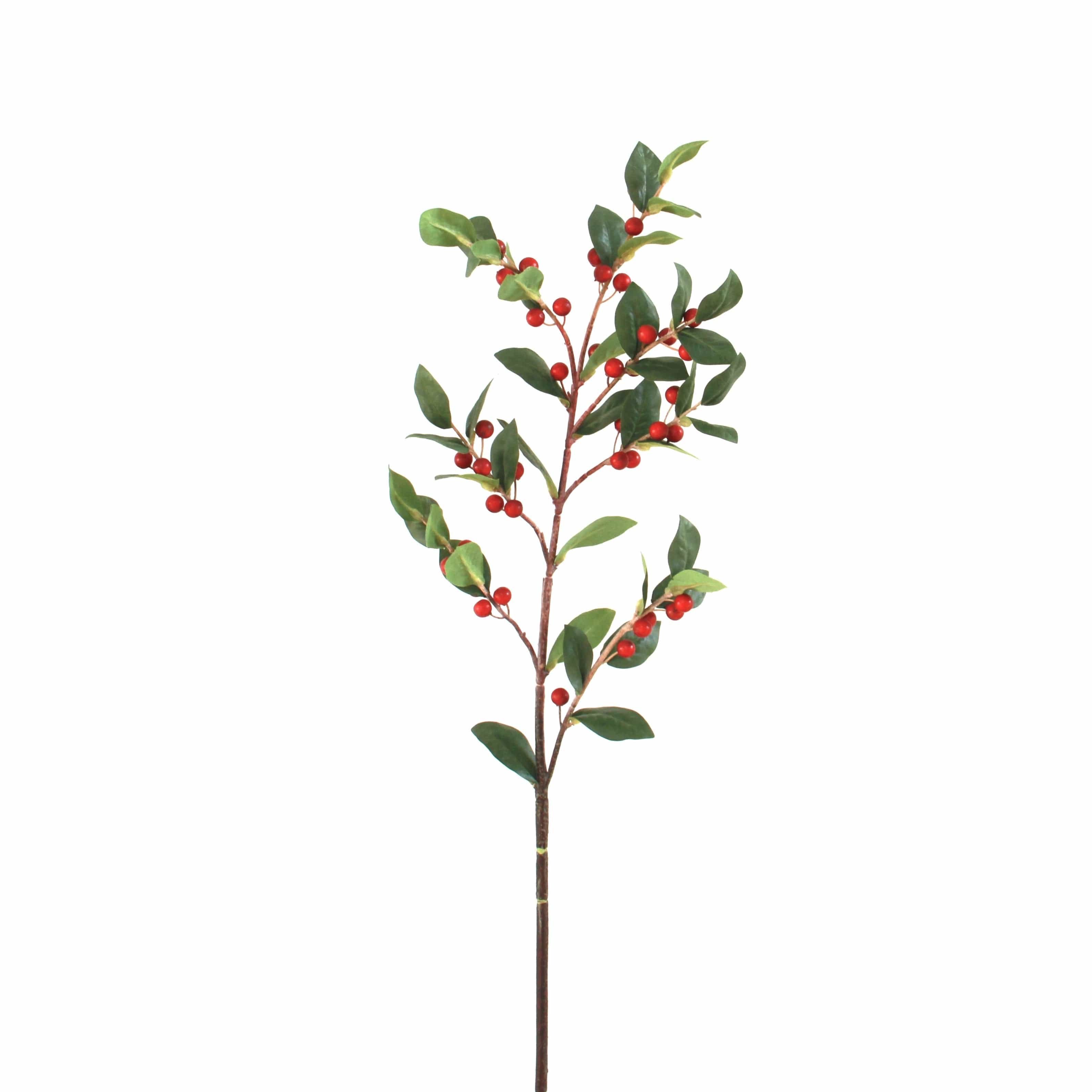 Artificial Red Berries with Leaves - Image 4