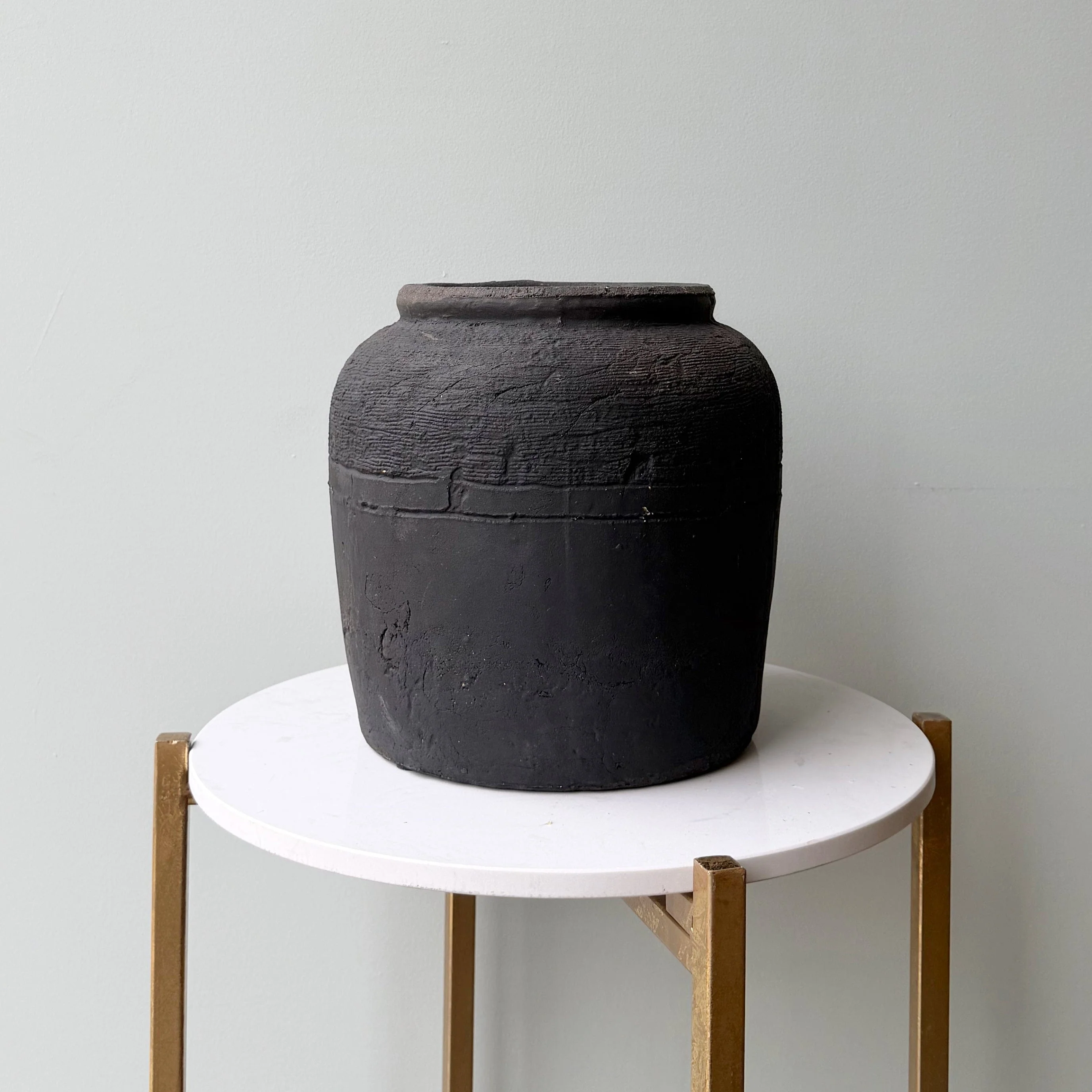 Short Textured Charcoal Vase - Image 2