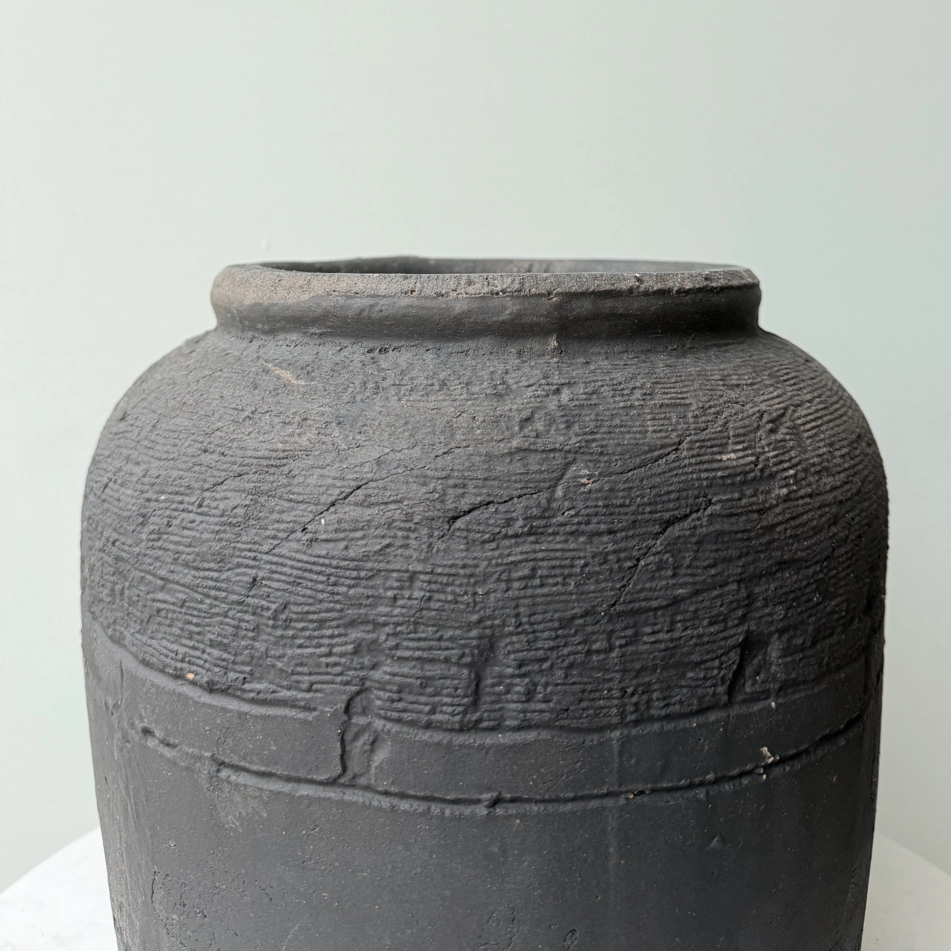 Short Textured Charcoal Vase - Image 3