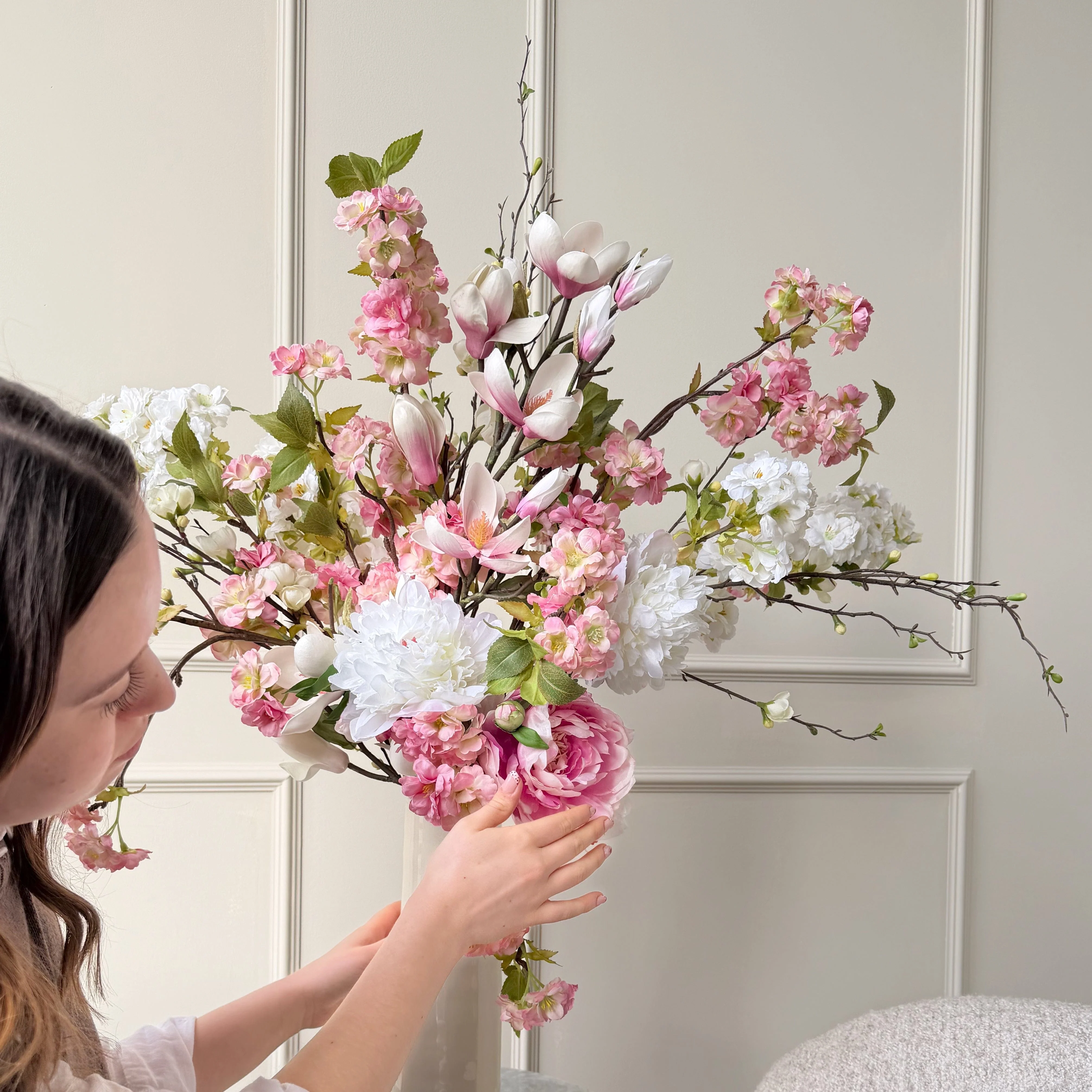 Spring Bloom Pink Artificial Flower Arrangement - Image 6