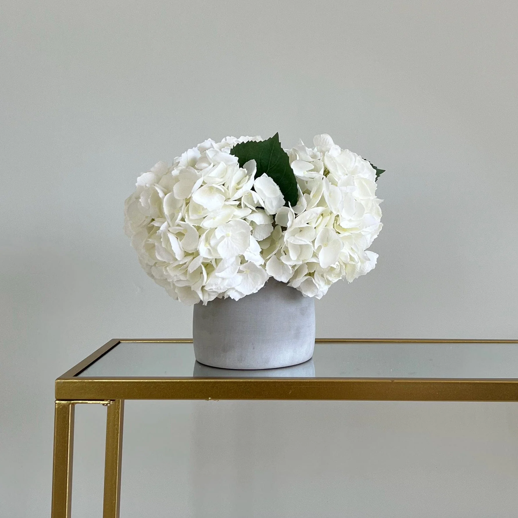 White Mophead Hydrangea Bouquet & Kemble Vase Set - Image 4