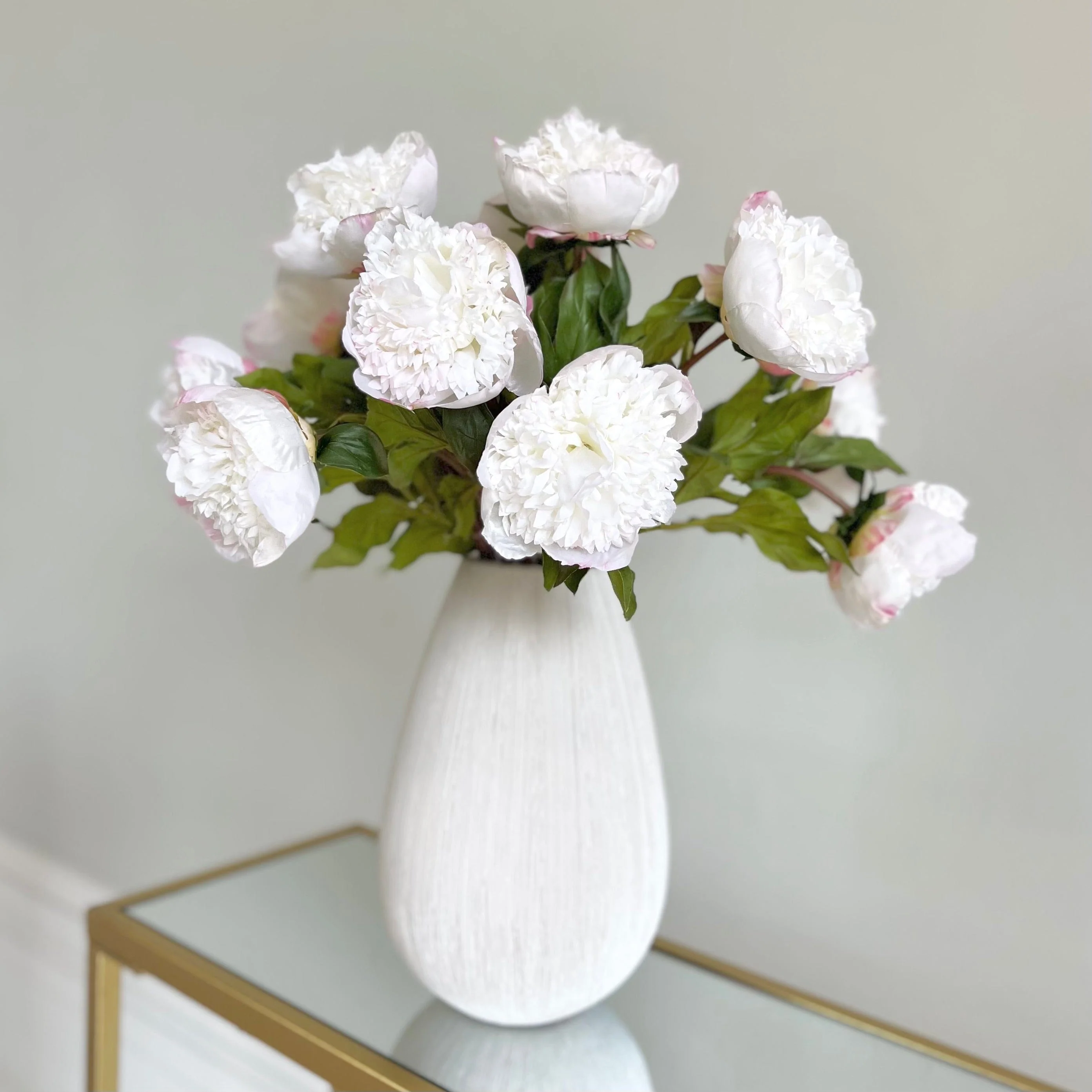 Artificial White Open Peony - Image 4